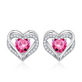 Iefil Earrings for Women, 925 Sterling Silver October Birthstone Sapphire Heart Stud Earrings for Women