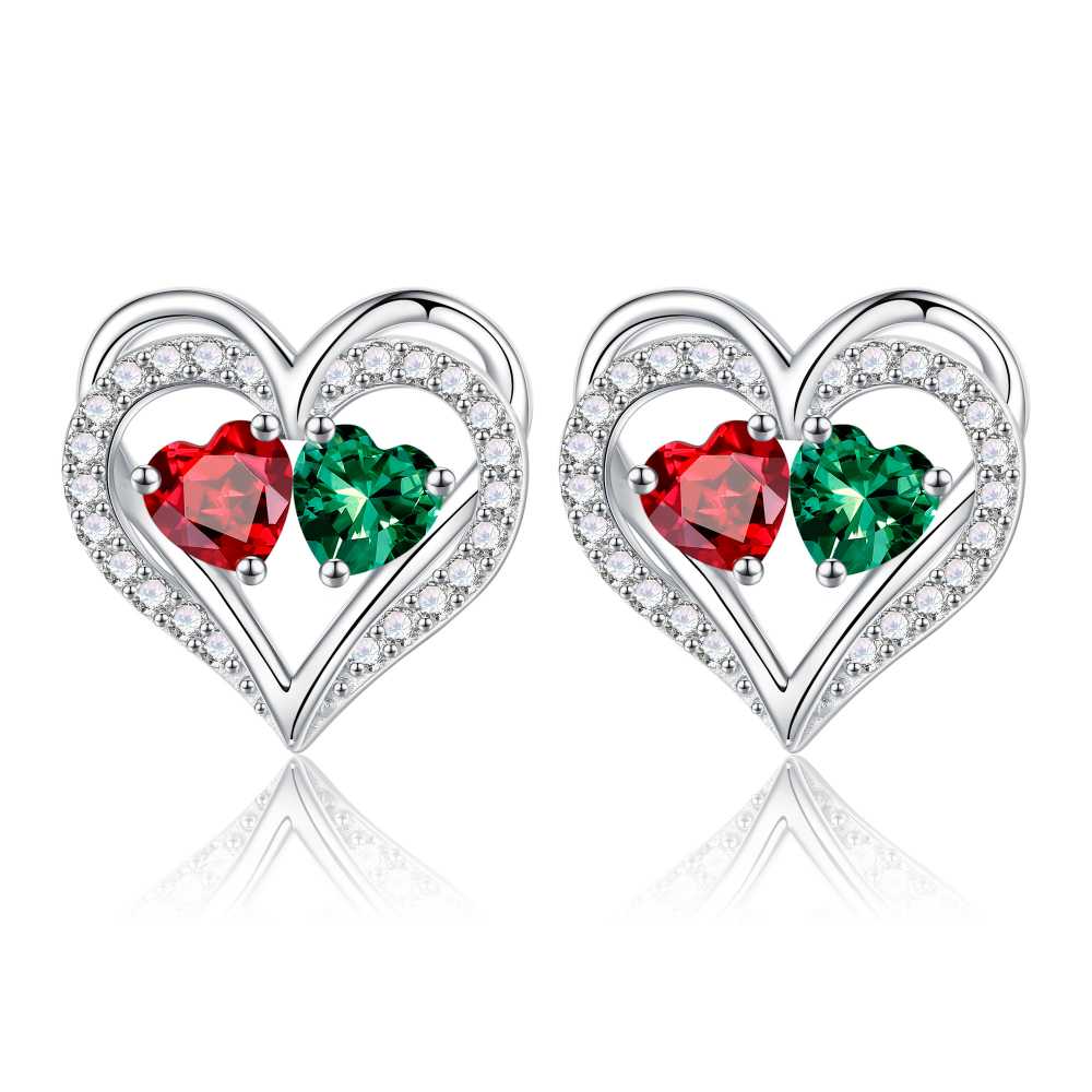 Iefil Gifts for Wife - Anniversary Wife Gifts, Birthday Gift for Women, Emerald Pink Sapphire Earrings, May October Jewelry
