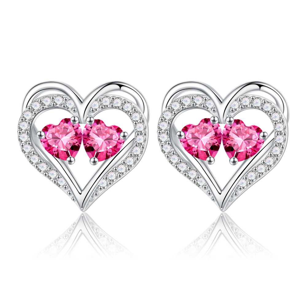 Iefil Gifts for Wife - Anniversary Wife Gifts, Birthday Gift for Women, Emerald Pink Sapphire Earrings, May October Jewelry