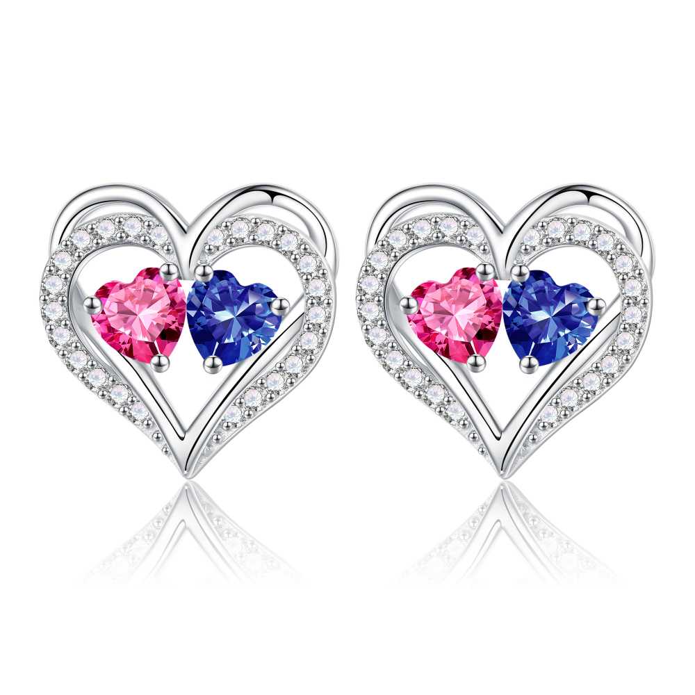 Iefil Gifts for Wife - Anniversary Wife Gifts, Birthday Gift for Women, Emerald Pink Sapphire Earrings, May October Jewelry