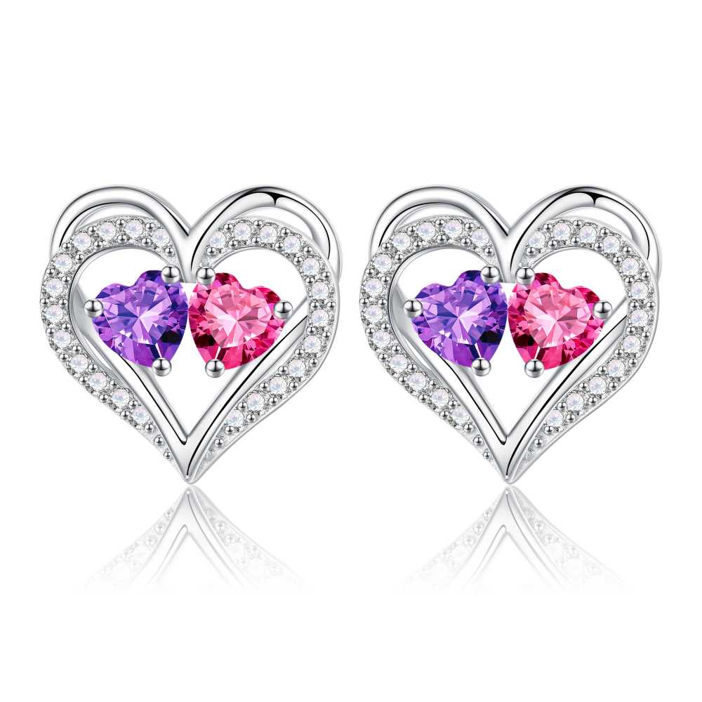 Iefil Gifts for Wife - Anniversary Wife Gifts, Birthday Gift for Women, Emerald Pink Sapphire Earrings, May October Jewelry