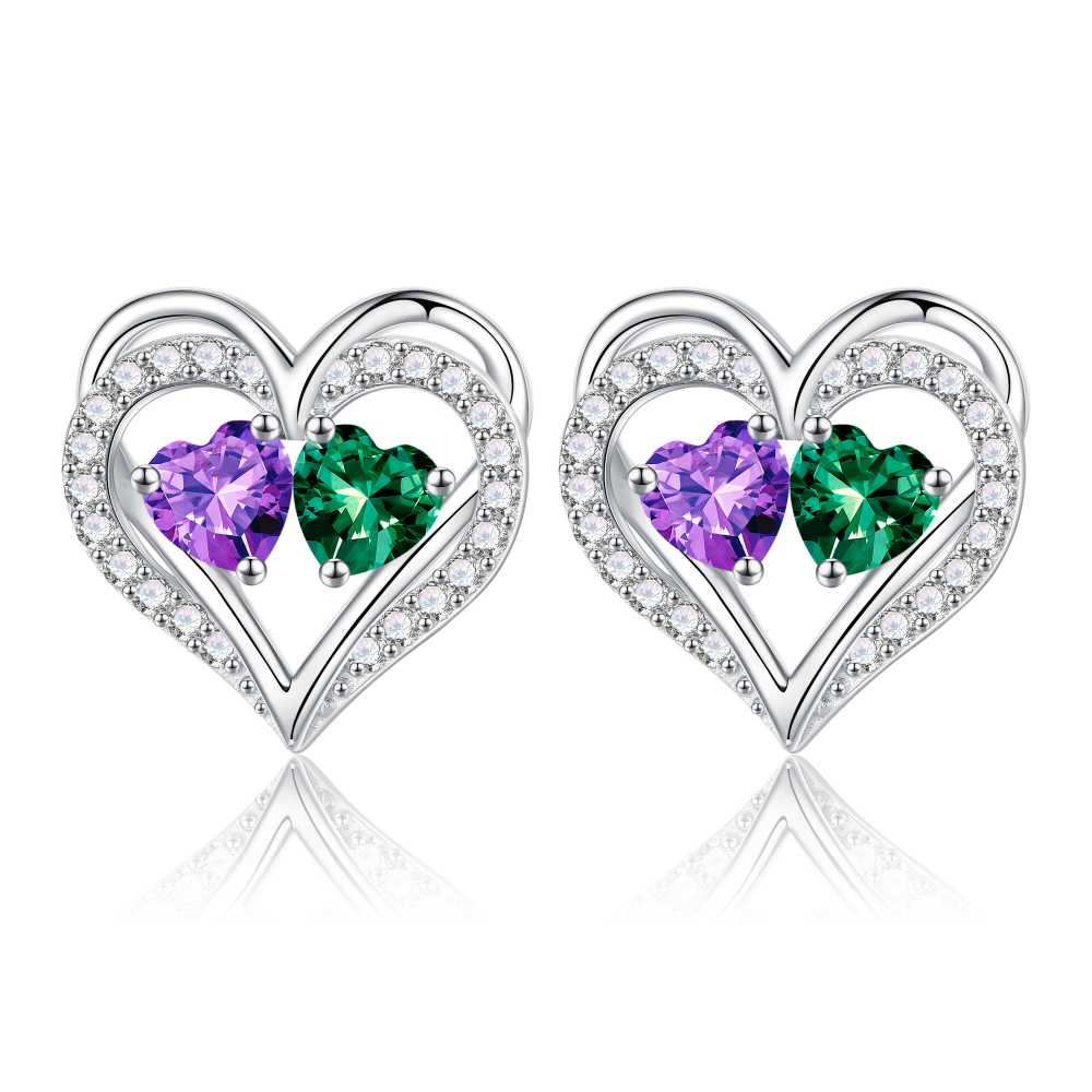Iefil Gifts for Wife - Anniversary Wife Gifts, Birthday Gift for Women, Emerald Pink Sapphire Earrings, May October Jewelry