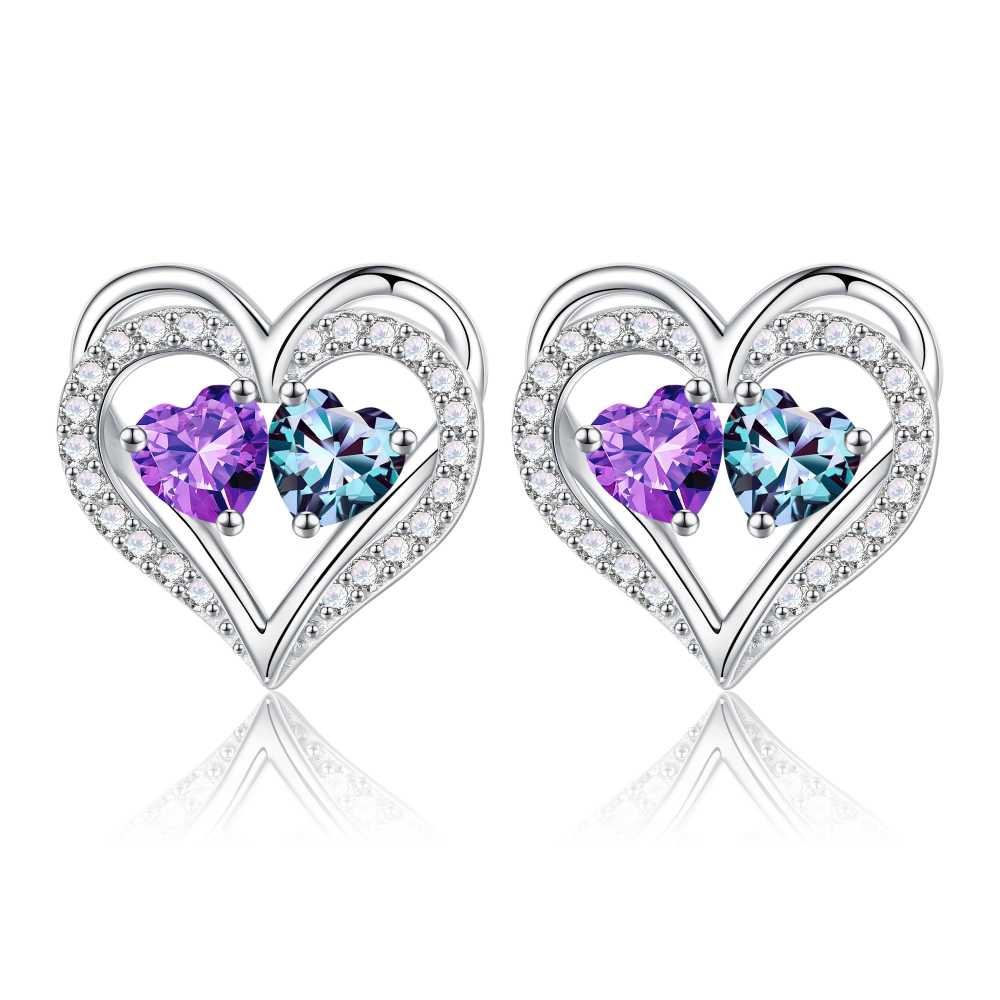 Iefil Gifts for Wife - Anniversary Wife Gifts, Birthday Gift for Women, Emerald Pink Sapphire Earrings, May October Jewelry