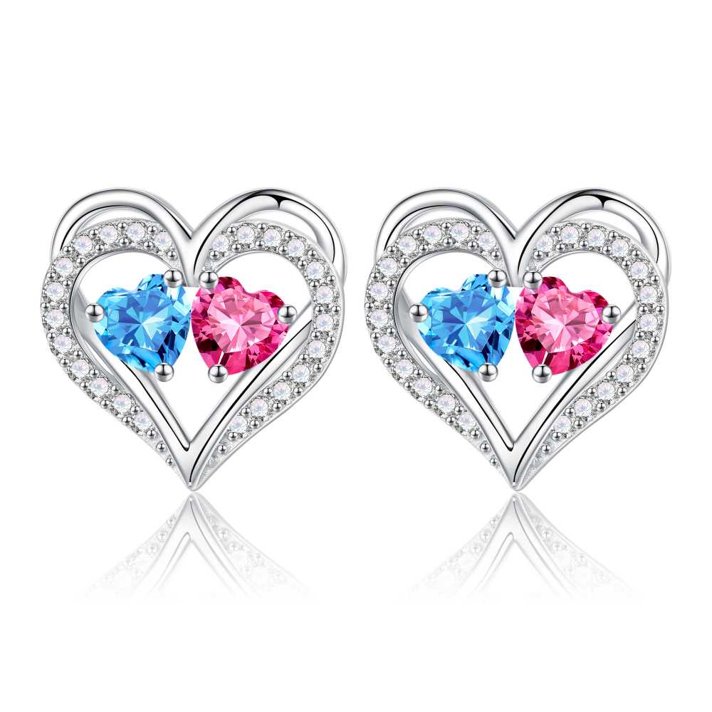 Iefil Gifts for Wife - Anniversary Wife Gifts, Birthday Gift for Women, Emerald Pink Sapphire Earrings, May October Jewelry