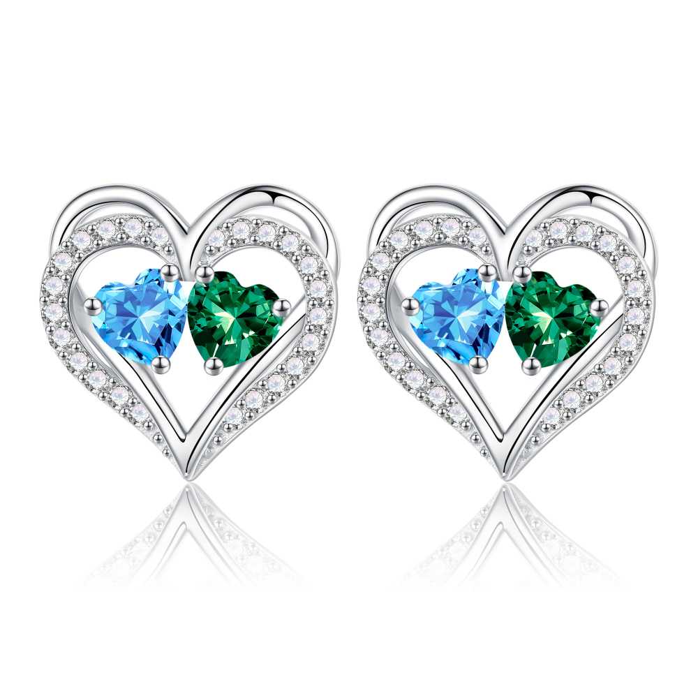Iefil Gifts for Wife - Anniversary Wife Gifts, Birthday Gift for Women, Emerald Pink Sapphire Earrings, May October Jewelry