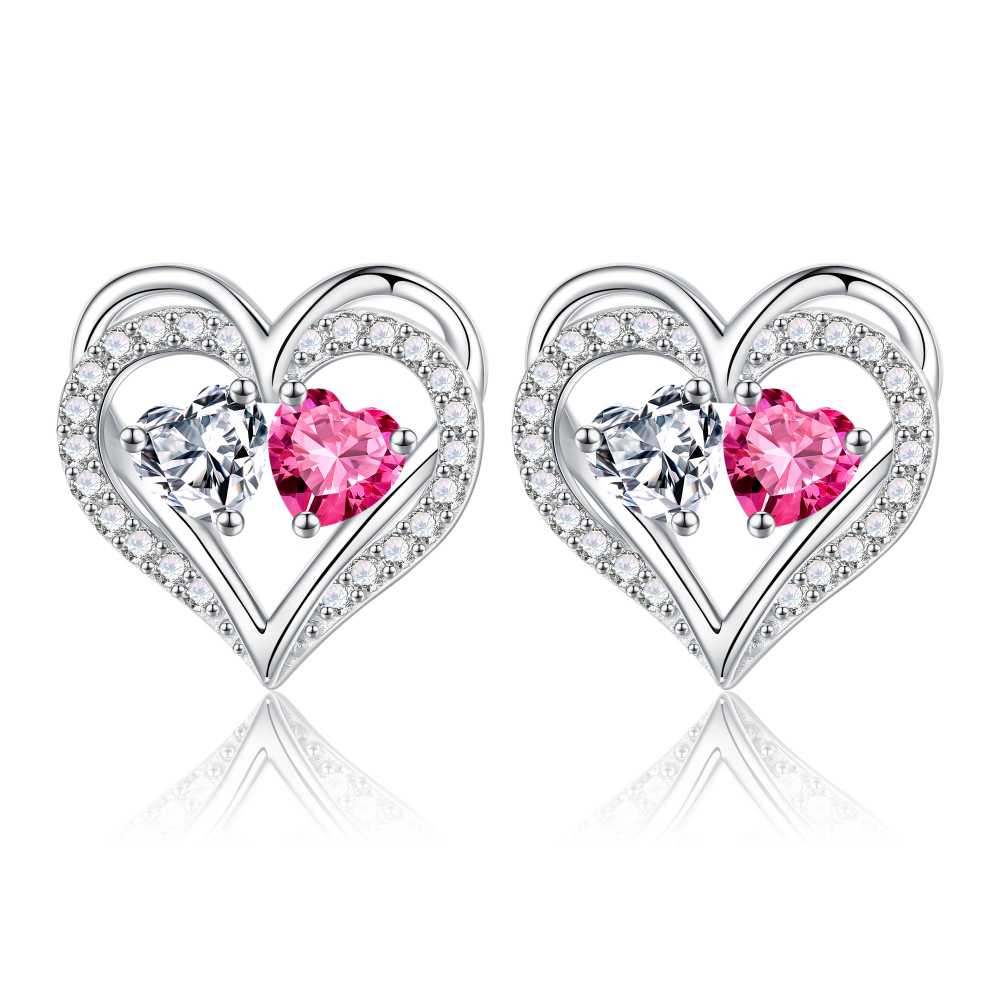 Iefil Gifts for Wife - Anniversary Wife Gifts, Birthday Gift for Women, Emerald Pink Sapphire Earrings, May October Jewelry
