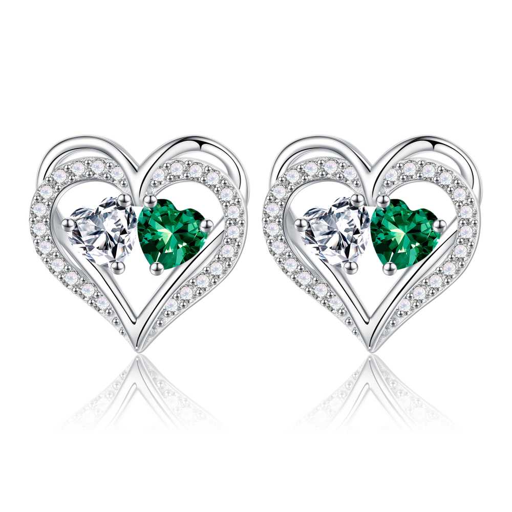 Iefil Gifts for Wife - Anniversary Wife Gifts, Birthday Gift for Women, Emerald Pink Sapphire Earrings, May October Jewelry