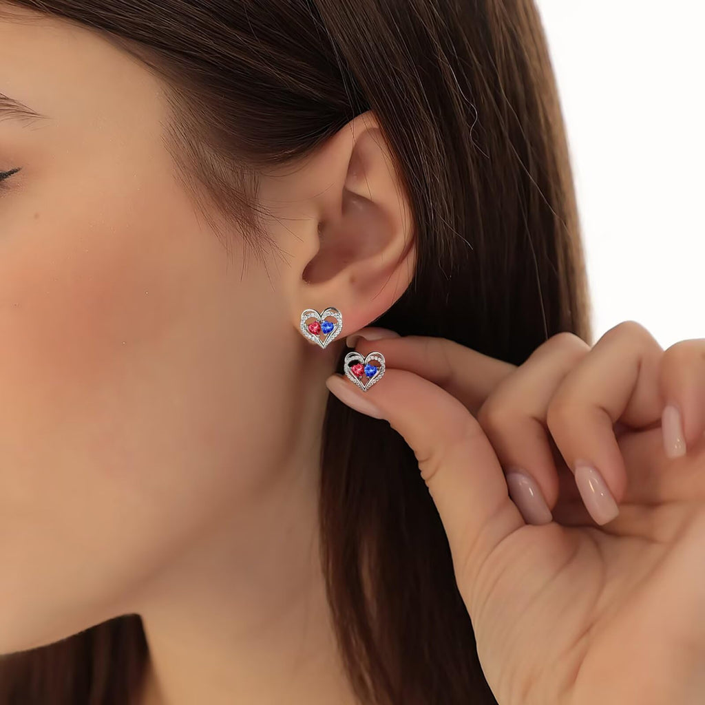 Iefil Gifts for Wife - Anniversary Wife Gifts, Birthday Gift for Women, Emerald Pink Sapphire Earrings, May October Jewelry
