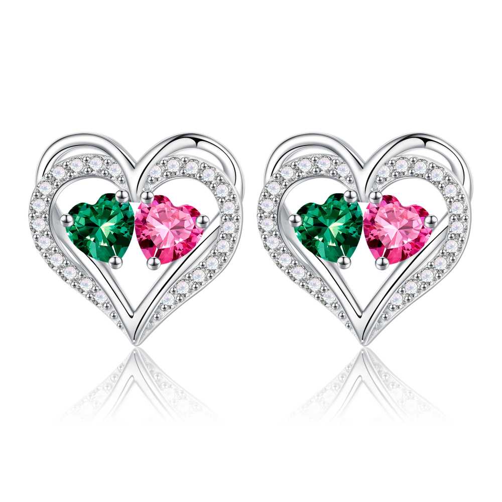 Iefil Gifts for Wife - Anniversary Wife Gifts, Birthday Gift for Women, Emerald Pink Sapphire Earrings, May October Jewelry