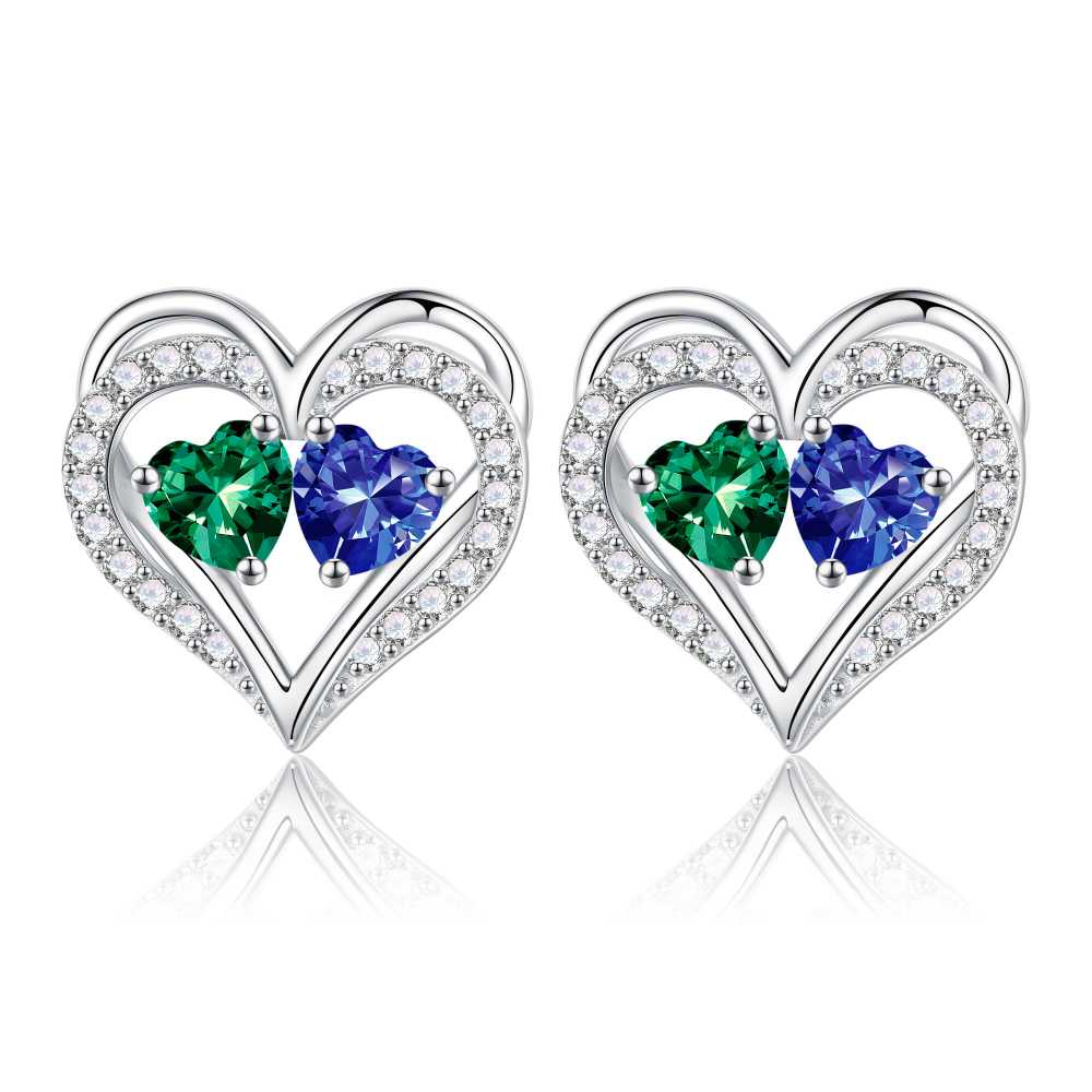 Iefil Gifts for Wife - Anniversary Wife Gifts, Birthday Gift for Women, Emerald Pink Sapphire Earrings, May October Jewelry