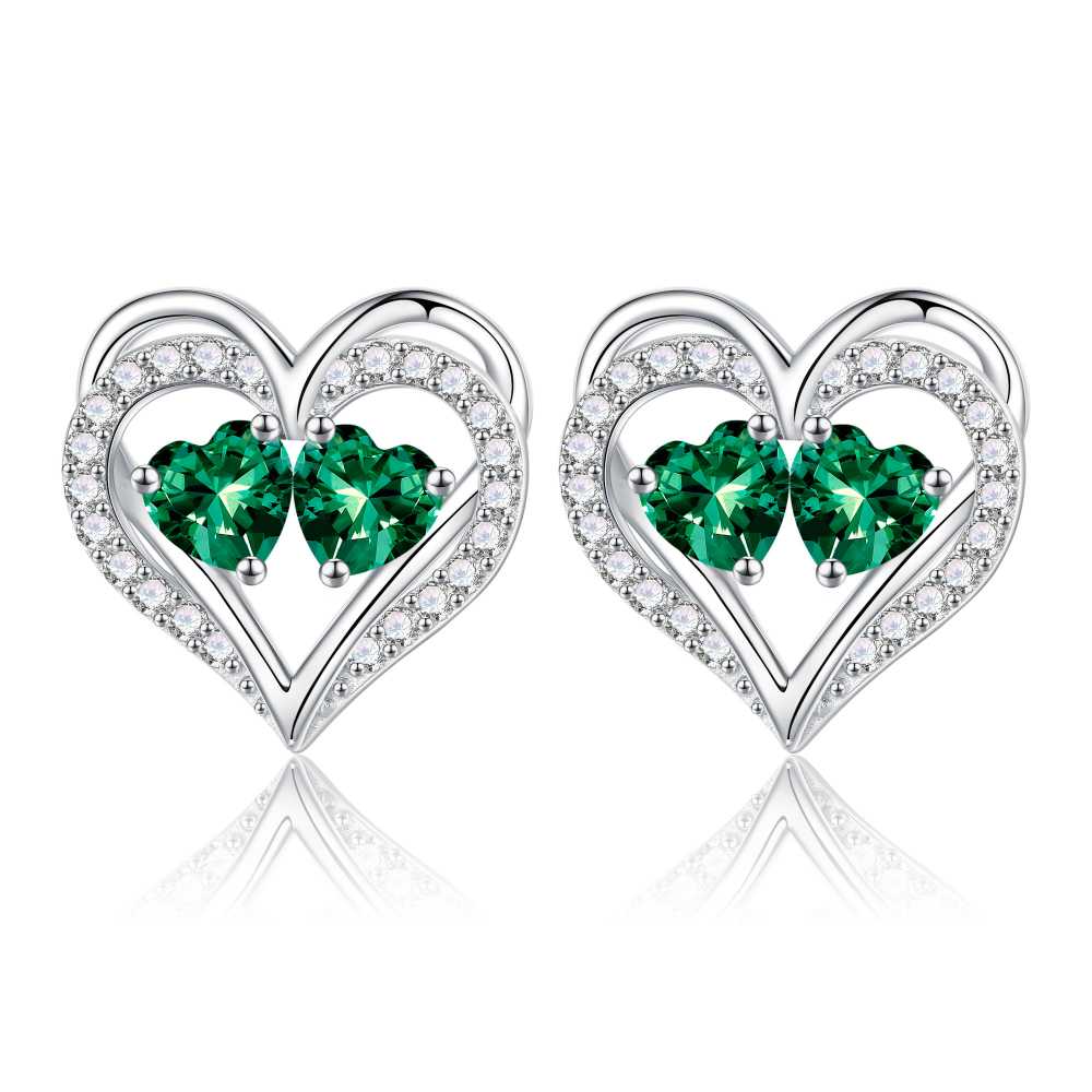 Iefil Gifts for Wife - Anniversary Wife Gifts, Birthday Gift for Women, Emerald Pink Sapphire Earrings, May October Jewelry