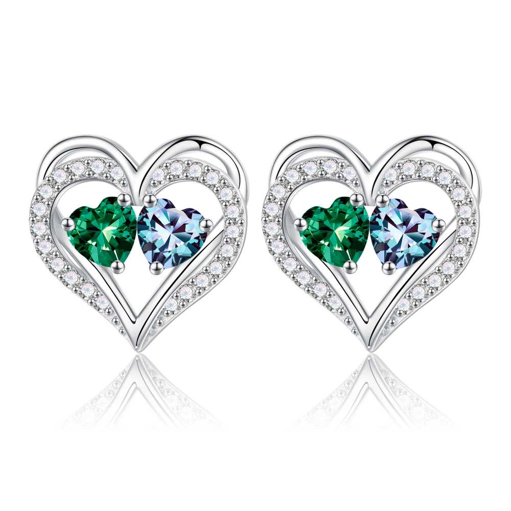Iefil Gifts for Wife - Anniversary Wife Gifts, Birthday Gift for Women, Emerald Pink Sapphire Earrings, May October Jewelry