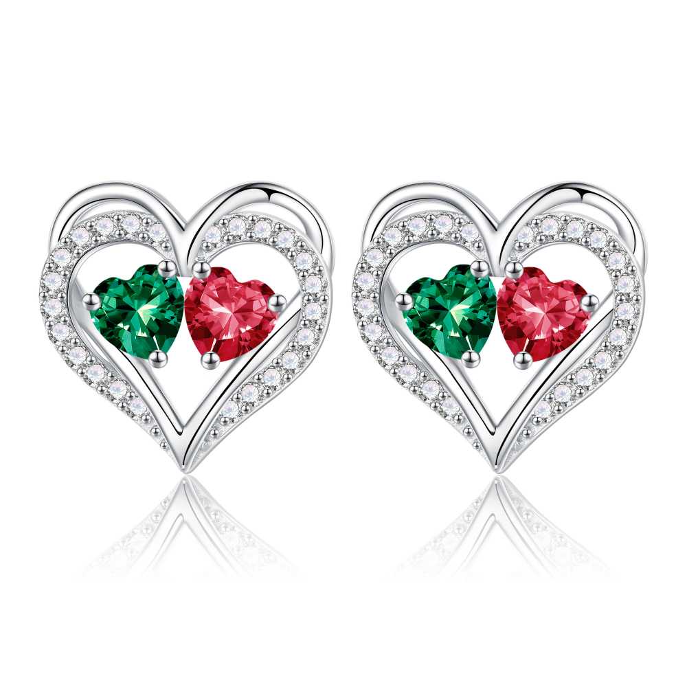 Iefil Gifts for Wife - Anniversary Wife Gifts, Birthday Gift for Women, Emerald Pink Sapphire Earrings, May October Jewelry