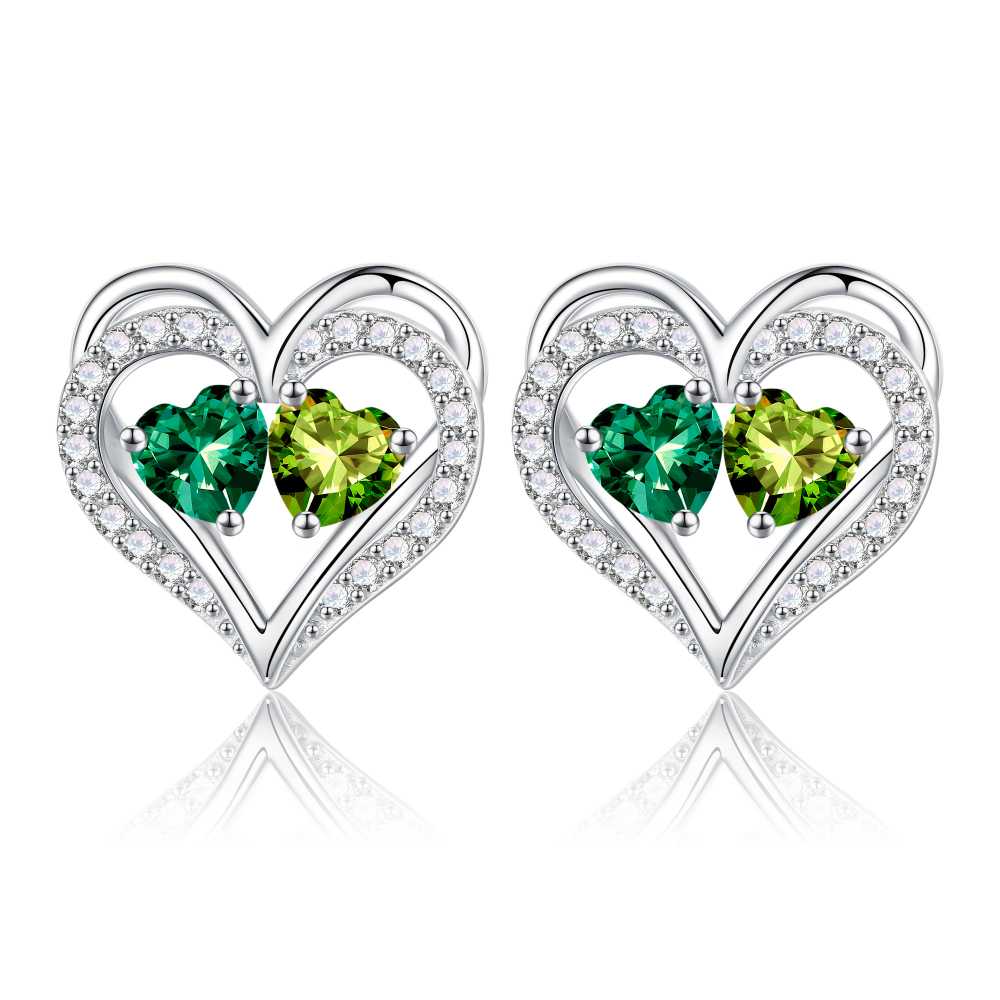 Iefil Gifts for Wife - Anniversary Wife Gifts, Birthday Gift for Women, Emerald Pink Sapphire Earrings, May October Jewelry