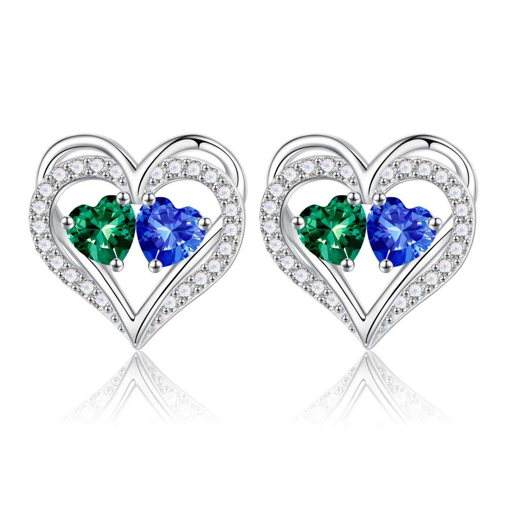 Iefil Gifts for Wife - Anniversary Wife Gifts, Birthday Gift for Women, Emerald Pink Sapphire Earrings, May October Jewelry
