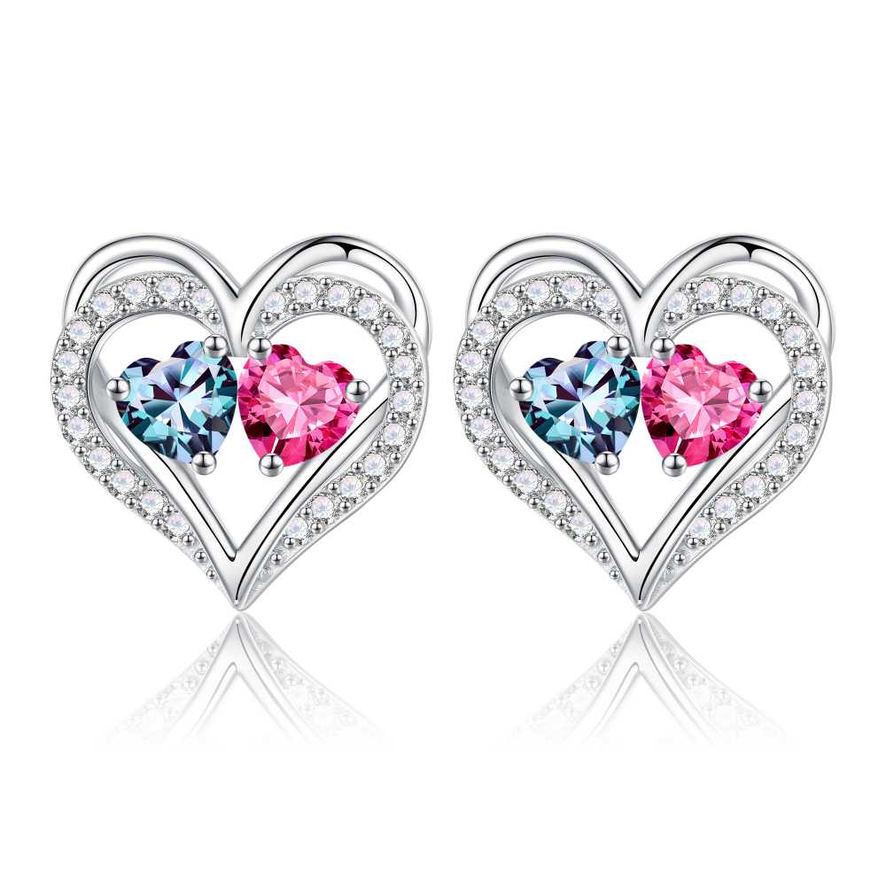 Iefil Gifts for Wife - Anniversary Wife Gifts, Birthday Gift for Women, Emerald Pink Sapphire Earrings, May October Jewelry