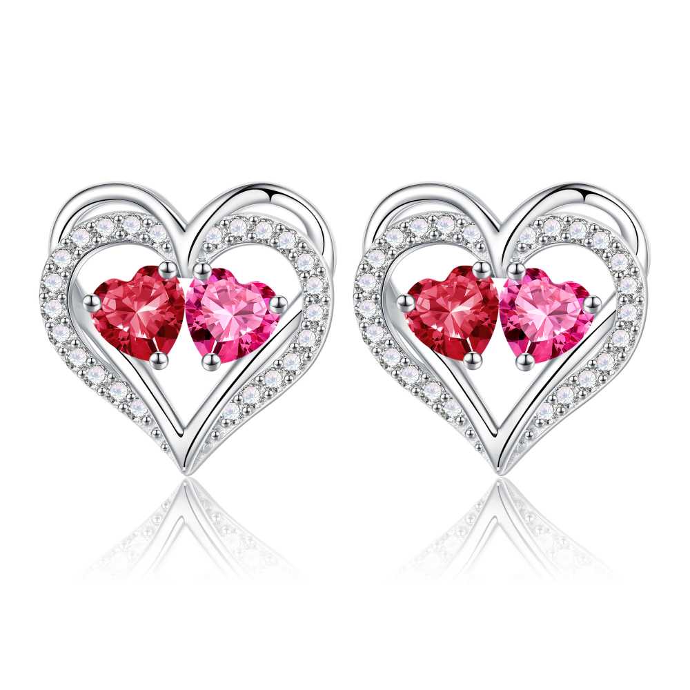Iefil Gifts for Wife - Anniversary Wife Gifts, Birthday Gift for Women, Emerald Pink Sapphire Earrings, May October Jewelry