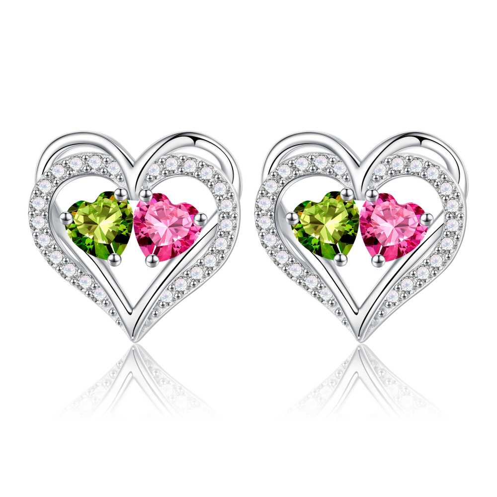 Iefil Gifts for Wife - Anniversary Wife Gifts, Birthday Gift for Women, Emerald Pink Sapphire Earrings, May October Jewelry