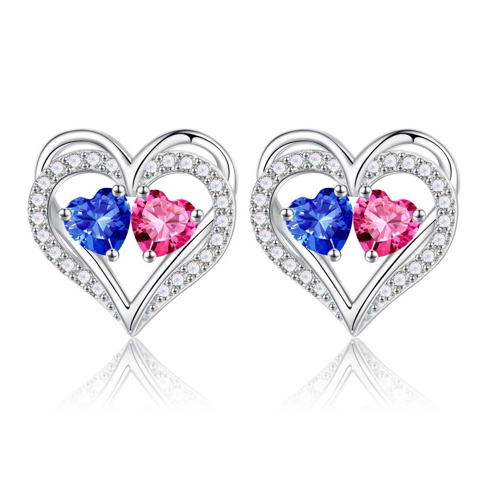 Iefil Gifts for Wife - Anniversary Wife Gifts, Birthday Gift for Women, Emerald Pink Sapphire Earrings, May October Jewelry