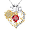 Iefil Graduation Gifts for Her 2026 College, 925 Sterling Silver Sunflower January Garnet Red Birthstone necklace for women Jewelry, Inspirational Graduation High School Graduate Gift for Best Friend