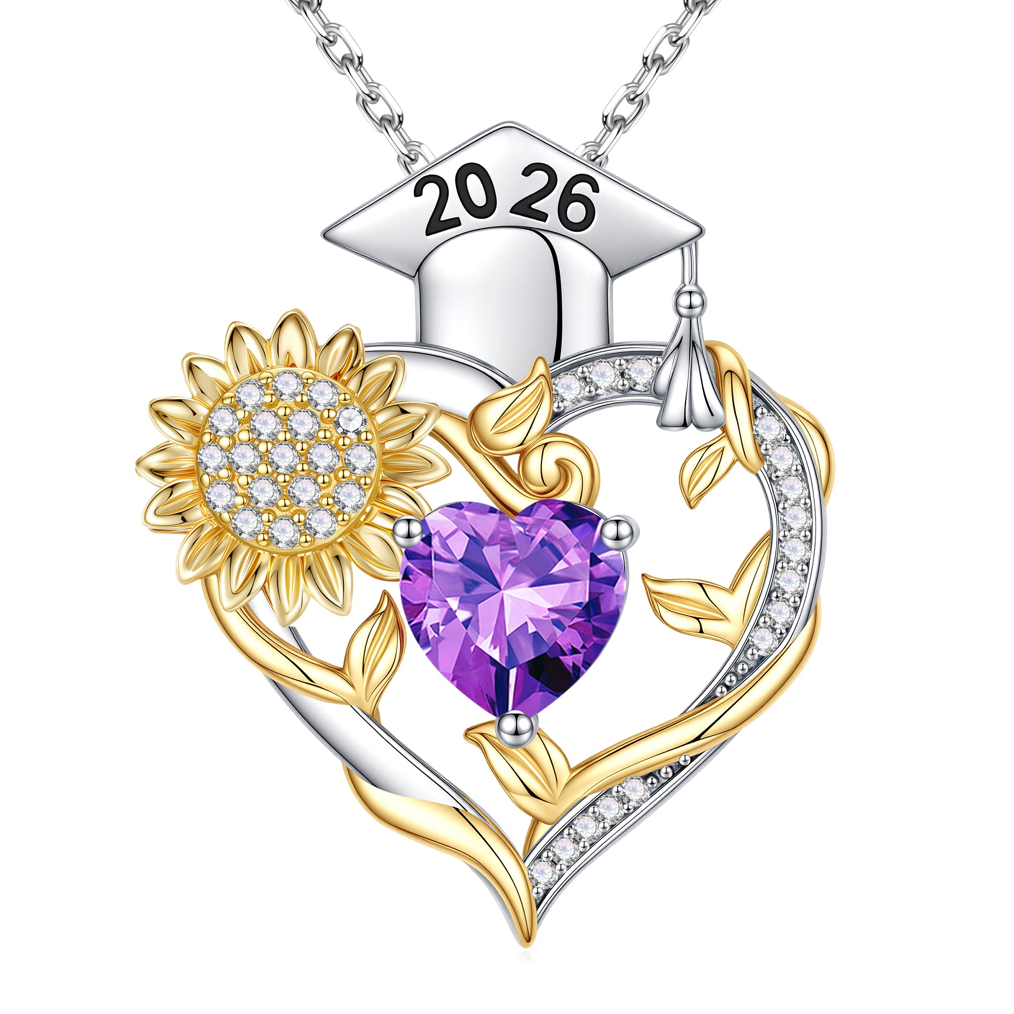 Iefil Graduation Gifts for Her 2026 College, 925 Sterling Silver Sunflower January Garnet Red Birthstone necklace for women Jewelry, Inspirational Graduation High School Graduate Gift for Best Friend