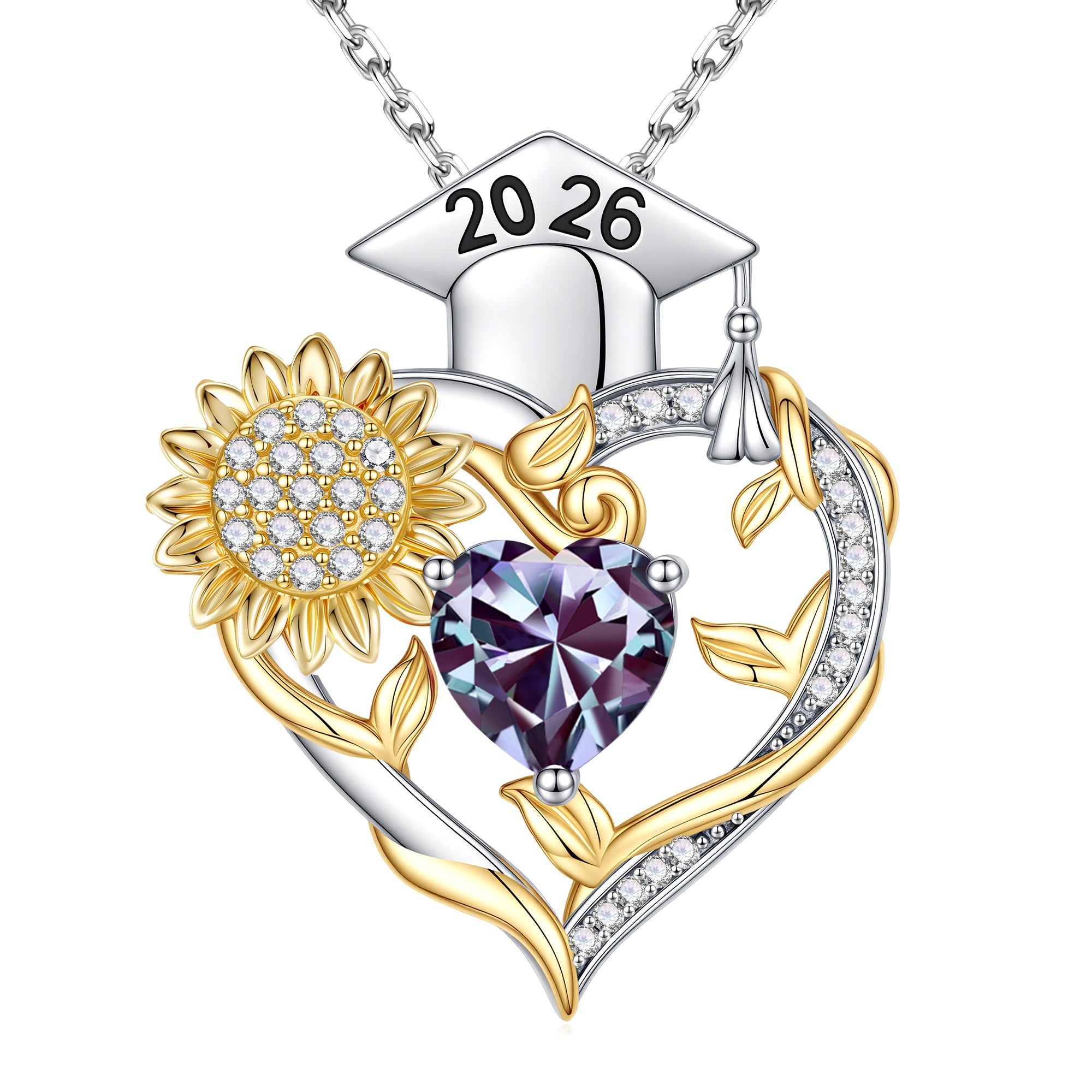 Iefil Graduation Gifts for Her 2026 College, 925 Sterling Silver Sunflower January Garnet Red Birthstone necklace for women Jewelry, Inspirational Graduation High School Graduate Gift for Best Friend