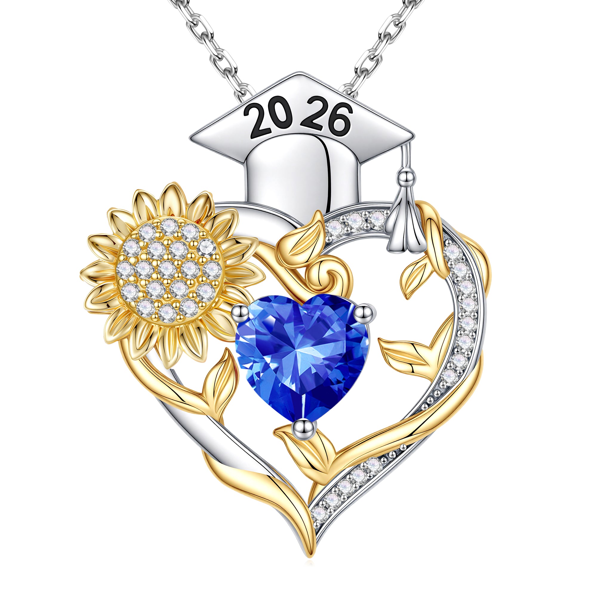 Iefil Graduation Gifts for Her 2026 College, 925 Sterling Silver Sunflower January Garnet Red Birthstone necklace for women Jewelry, Inspirational Graduation High School Graduate Gift for Best Friend