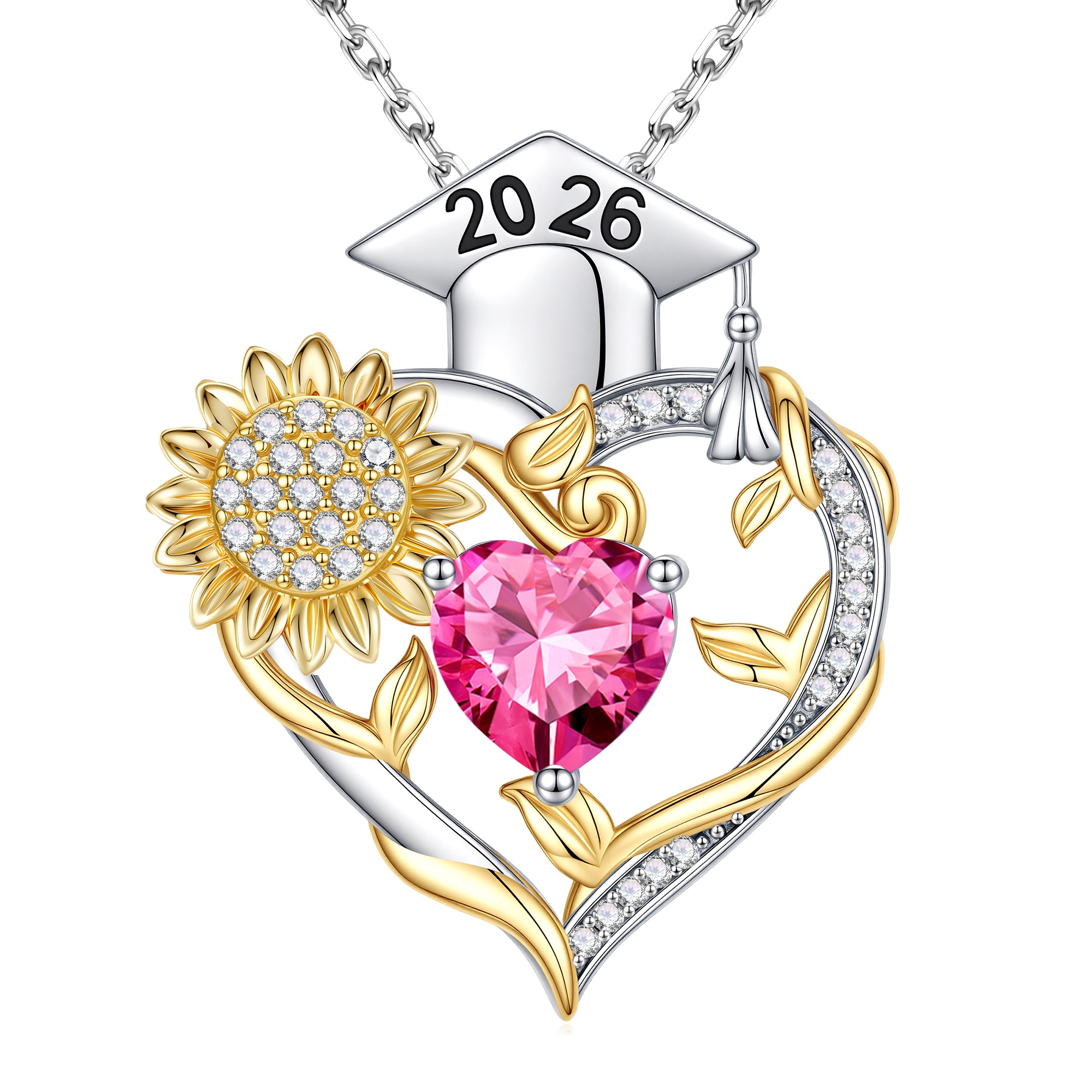 Iefil Graduation Gifts for Her 2026 College, 925 Sterling Silver Sunflower January Garnet Red Birthstone necklace for women Jewelry, Inspirational Graduation High School Graduate Gift for Best Friend
