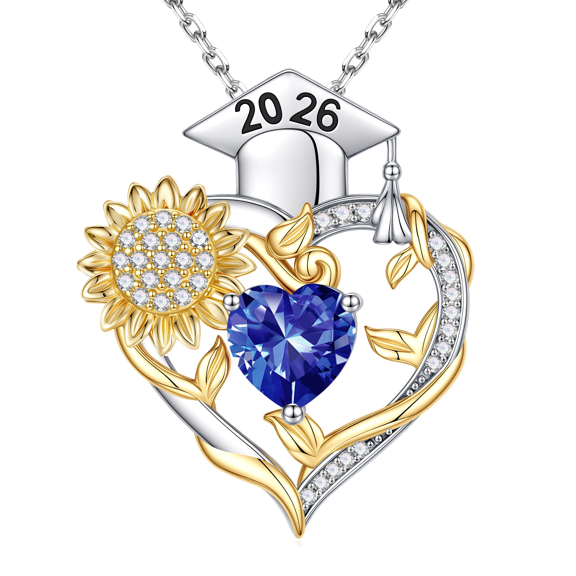 Iefil Graduation Gifts for Her 2026 College, 925 Sterling Silver Sunflower January Garnet Red Birthstone necklace for women Jewelry, Inspirational Graduation High School Graduate Gift for Best Friend