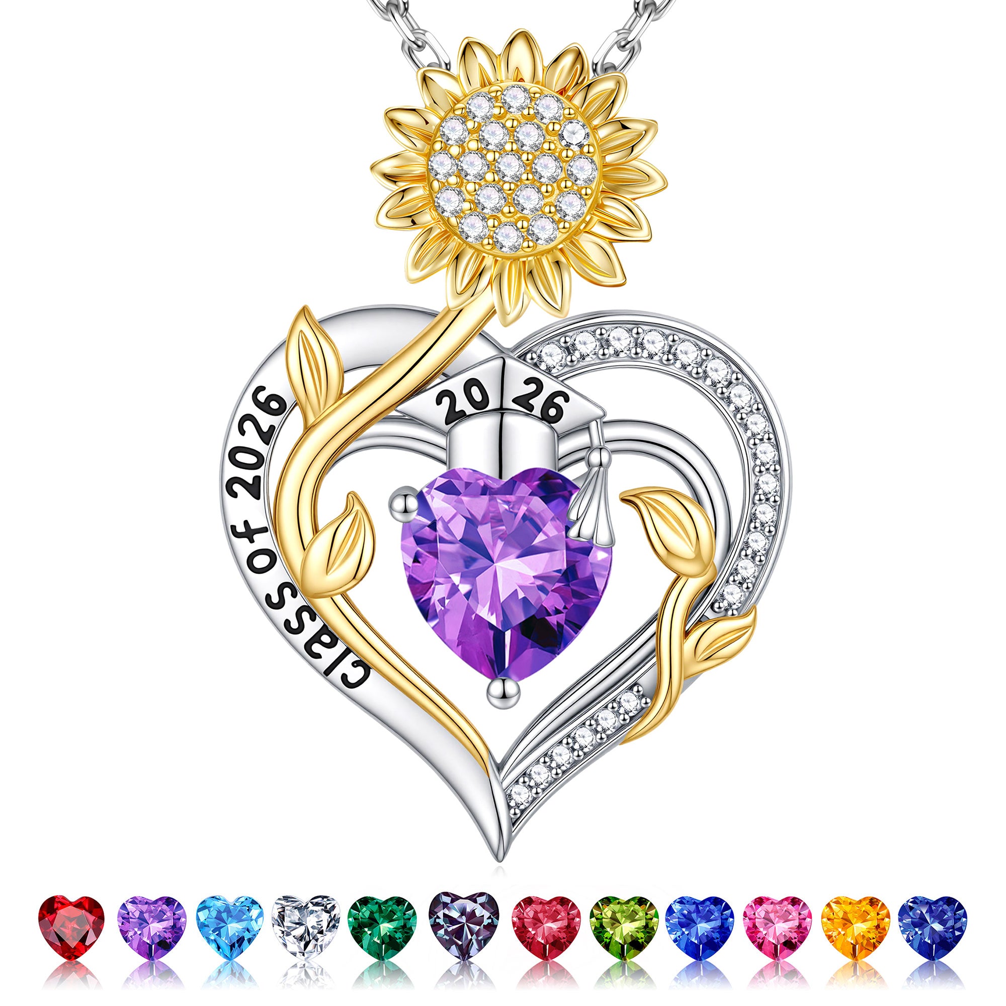 Iefil Graduation Gifts for Her 2026 College, 925 Sterling Silver Sunflower January Garnet Red Birthstone necklace for women Jewelry, Inspirational Graduation High School Graduate Gift for Best Friend