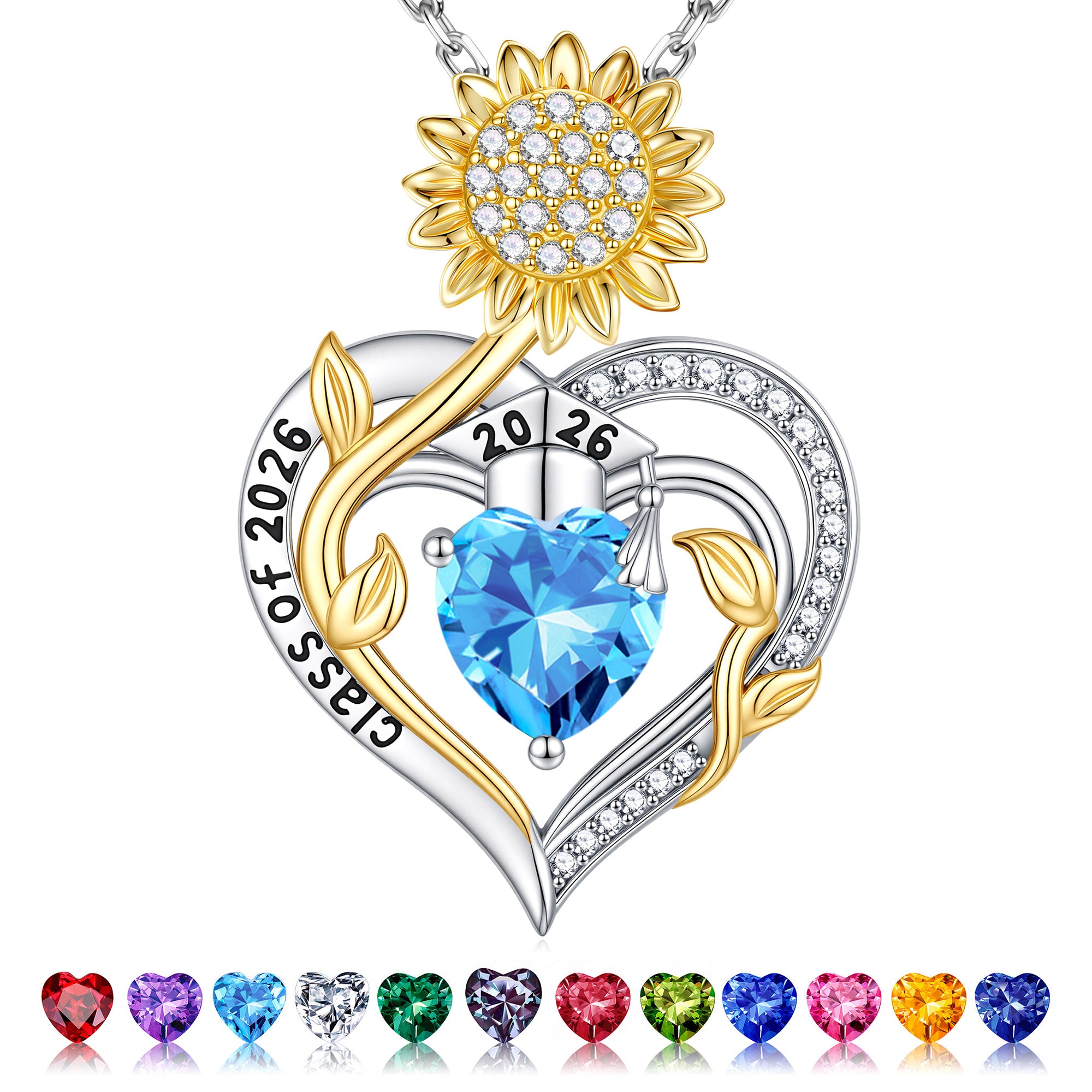 Iefil Graduation Gifts for Her 2026 College, 925 Sterling Silver Sunflower January Garnet Red Birthstone necklace for women Jewelry, Inspirational Graduation High School Graduate Gift for Best Friend