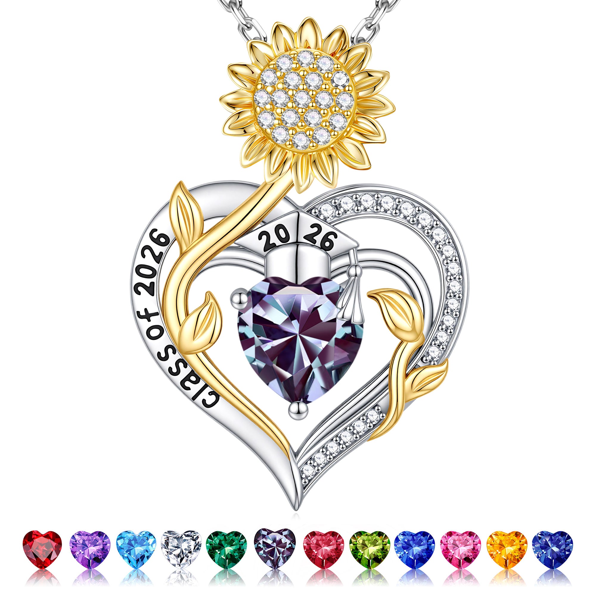 Iefil Graduation Gifts for Her 2026 College, 925 Sterling Silver Sunflower January Garnet Red Birthstone necklace for women Jewelry, Inspirational Graduation High School Graduate Gift for Best Friend