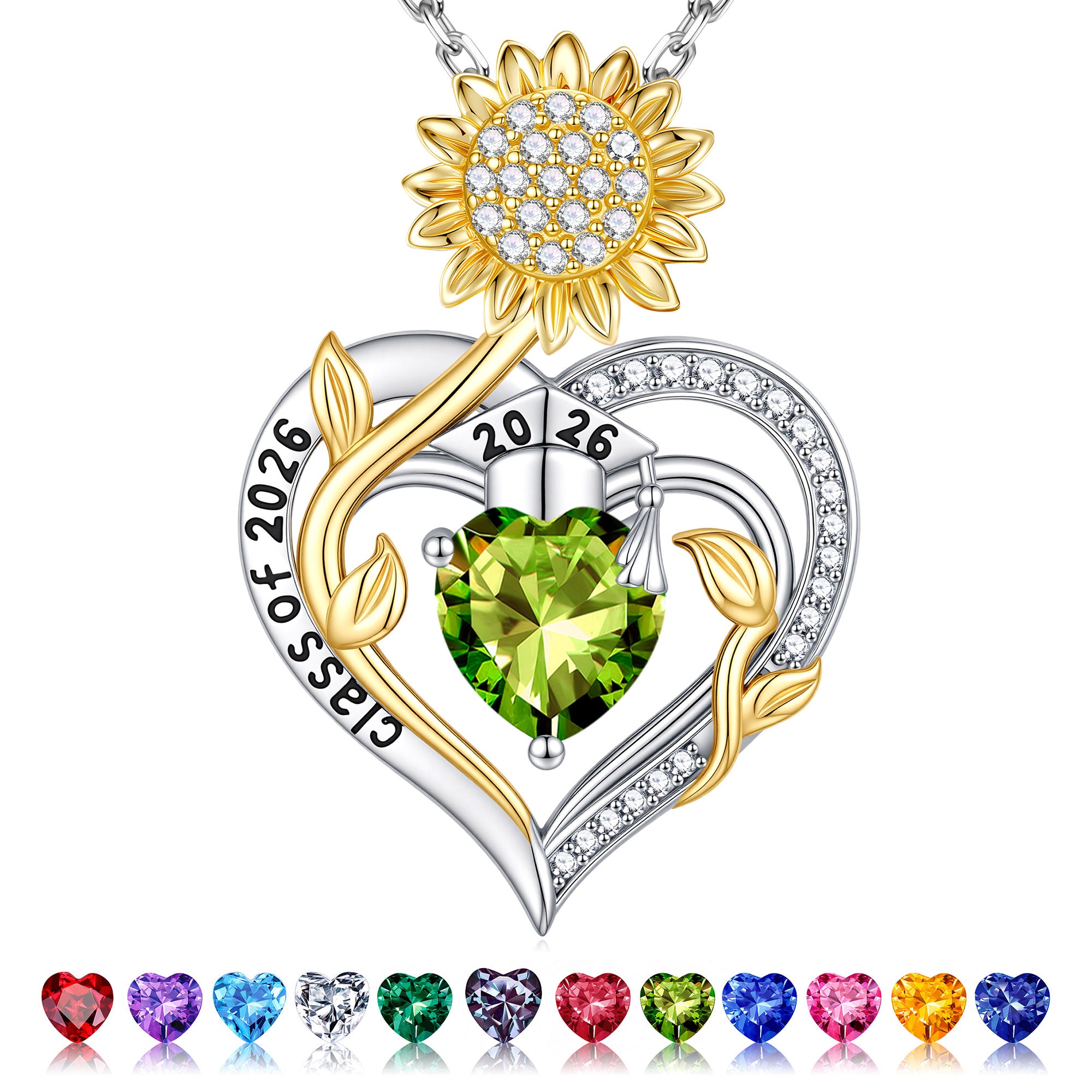 Iefil Graduation Gifts for Her 2026 College, 925 Sterling Silver Sunflower January Garnet Red Birthstone necklace for women Jewelry, Inspirational Graduation High School Graduate Gift for Best Friend