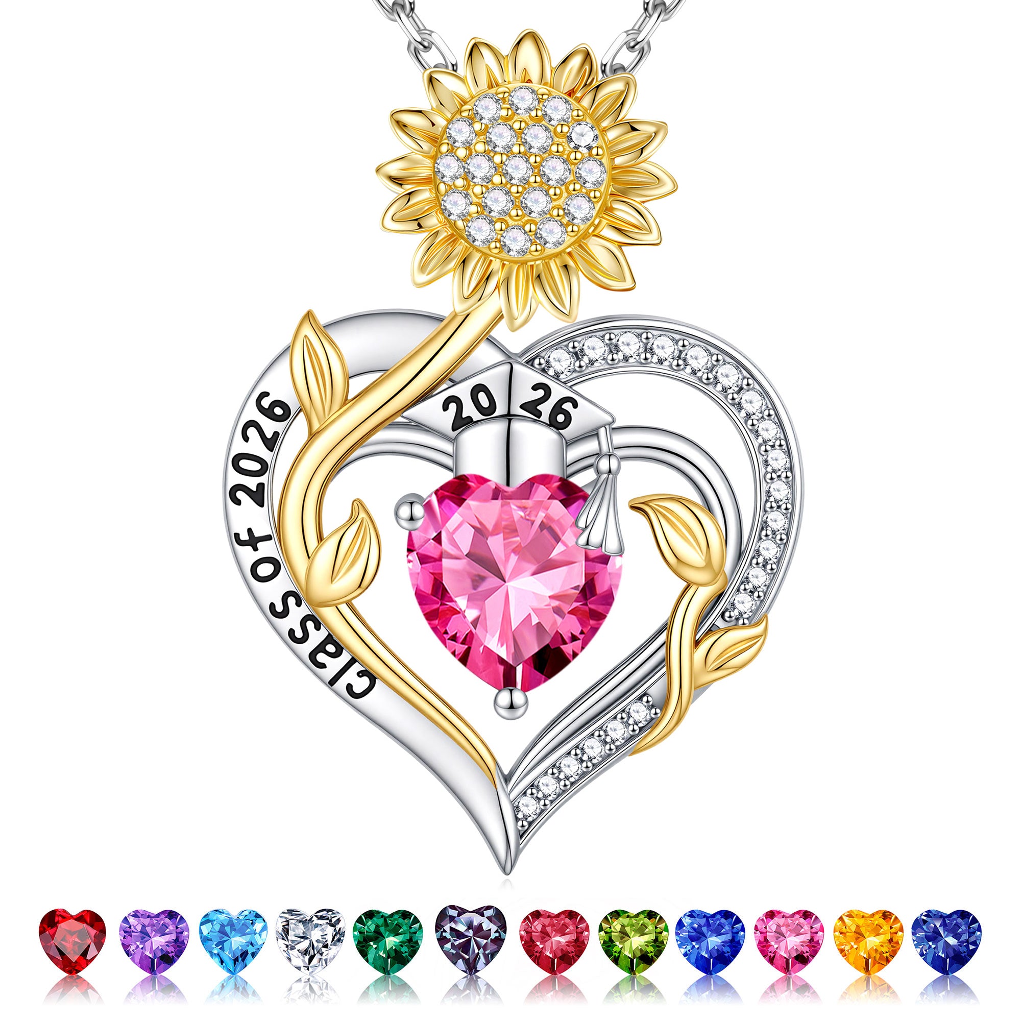 Iefil Graduation Gifts for Her 2026 College, 925 Sterling Silver Sunflower January Garnet Red Birthstone necklace for women Jewelry, Inspirational Graduation High School Graduate Gift for Best Friend