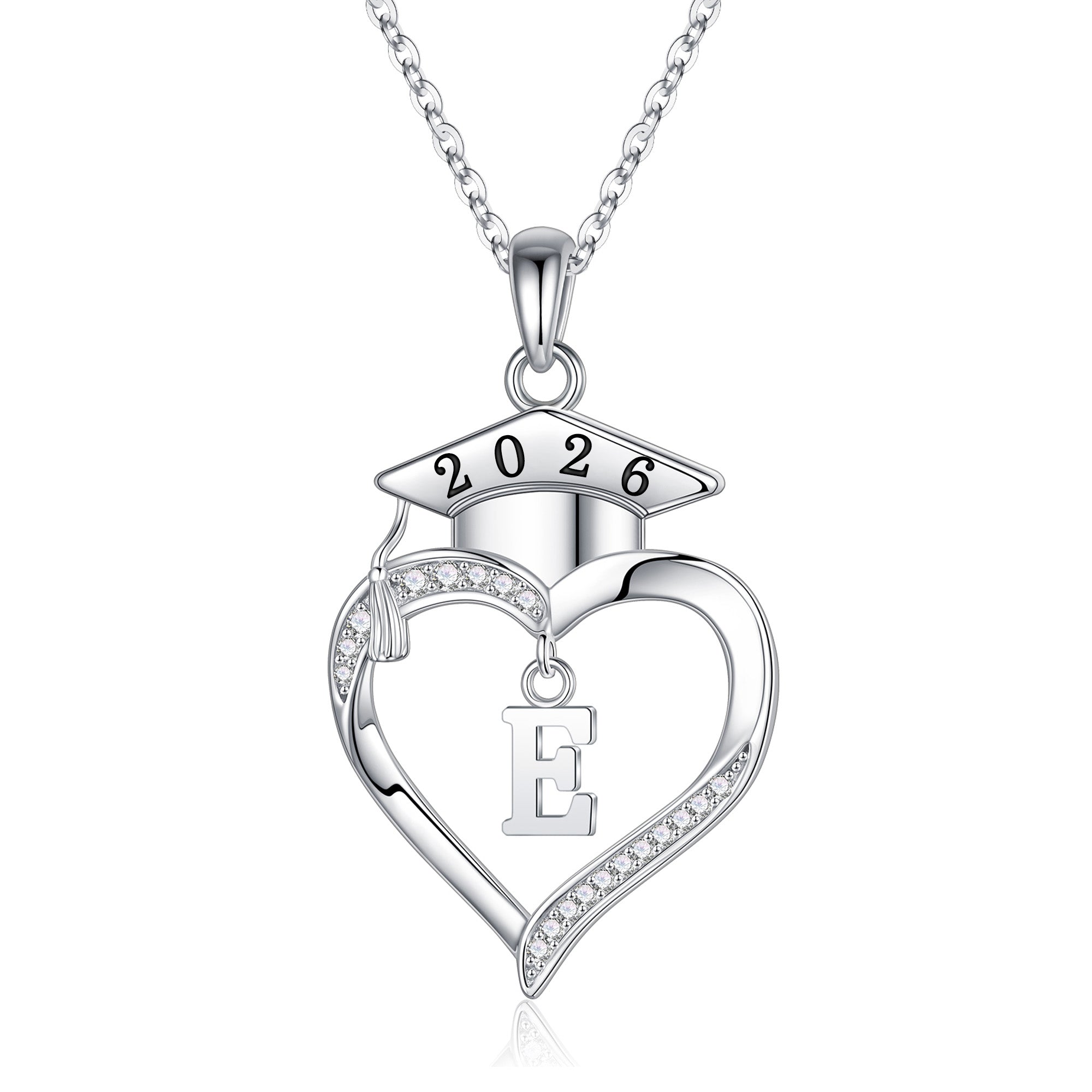 Iefil Graduation Gift for Her 2026 College, 925 Sterling Silver Heart Cubic Zirconia Initial A necklace for women, personalized Inspirational Graduation High School Graduate Gift Best Friend Daughter