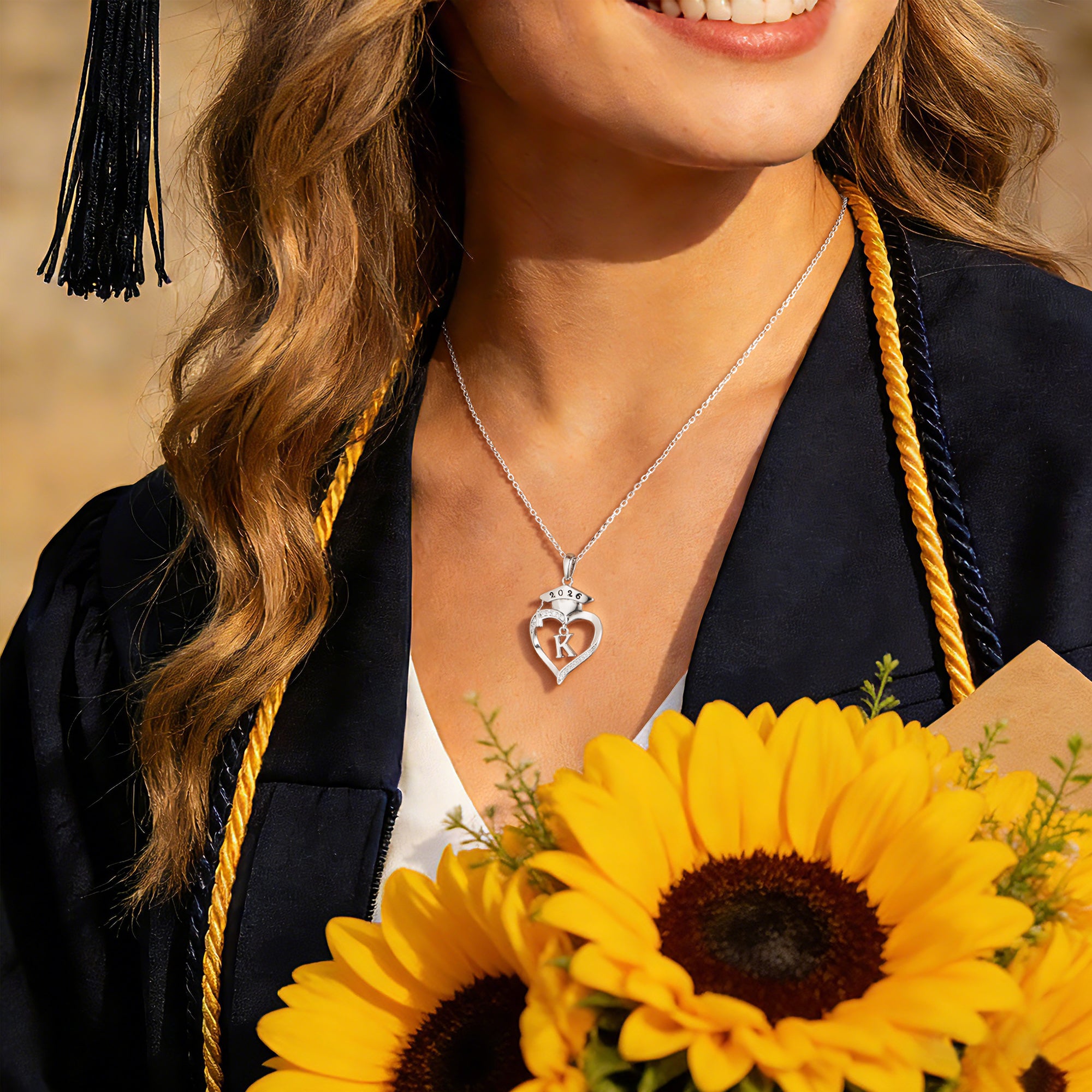 Iefil Graduation Gift for Her 2026 College, 925 Sterling Silver Heart Cubic Zirconia Initial A necklace for women, personalized Inspirational Graduation High School Graduate Gift Best Friend Daughter