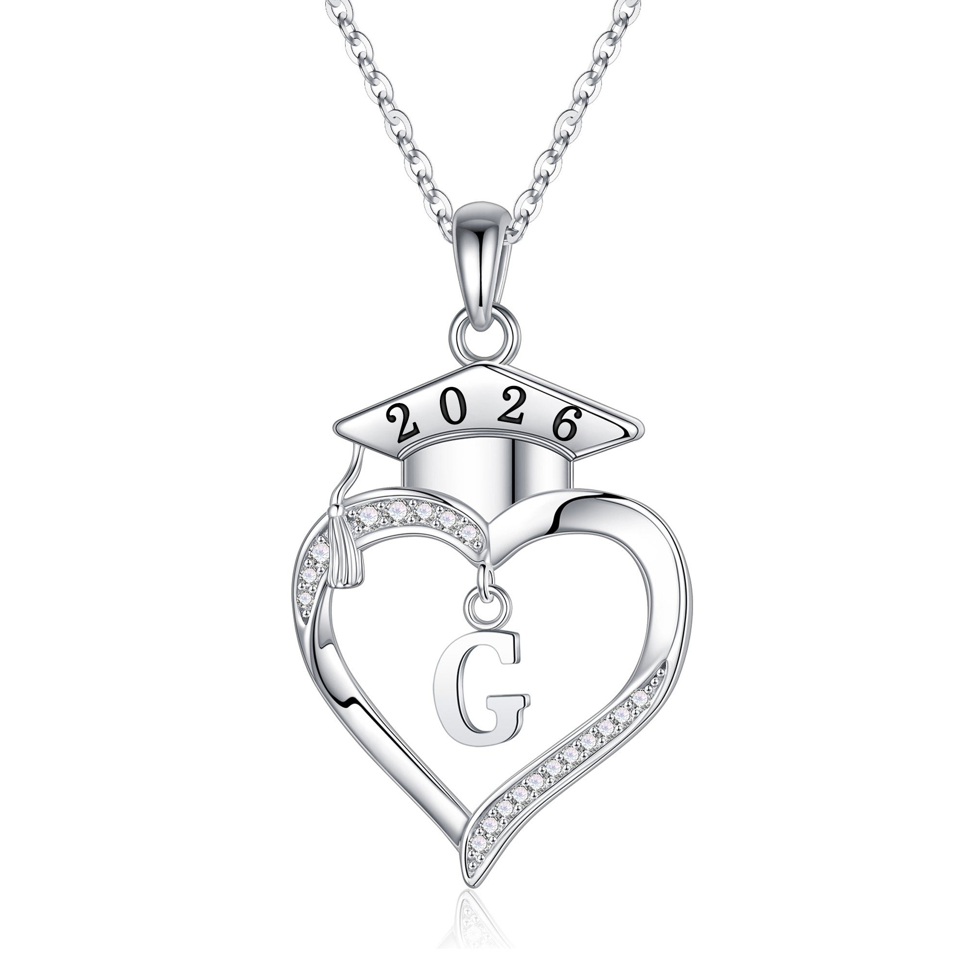 Iefil Graduation Gift for Her 2026 College, 925 Sterling Silver Heart Cubic Zirconia Initial A necklace for women, personalized Inspirational Graduation High School Graduate Gift Best Friend Daughter