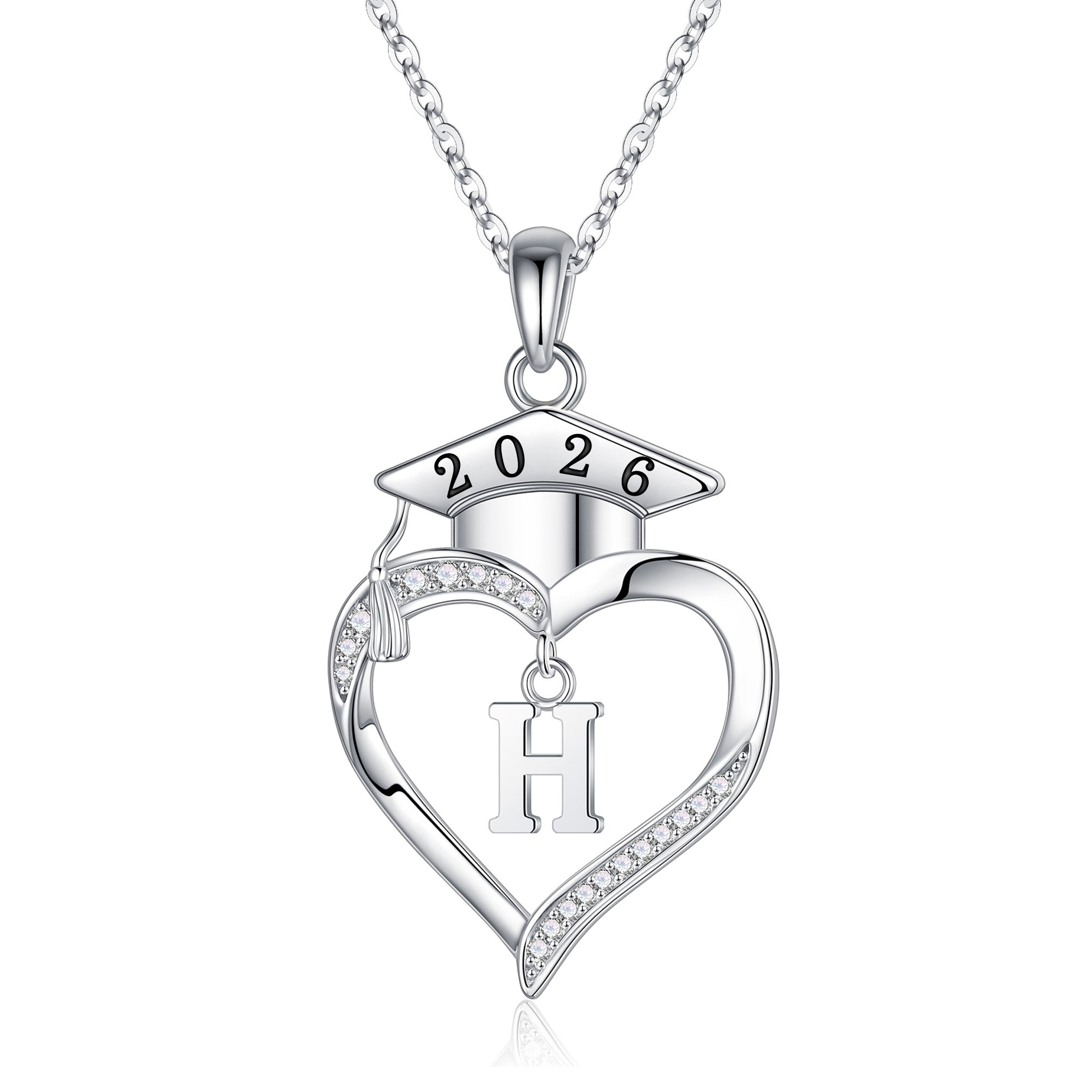 Iefil Graduation Gift for Her 2026 College, 925 Sterling Silver Heart Cubic Zirconia Initial A necklace for women, personalized Inspirational Graduation High School Graduate Gift Best Friend Daughter