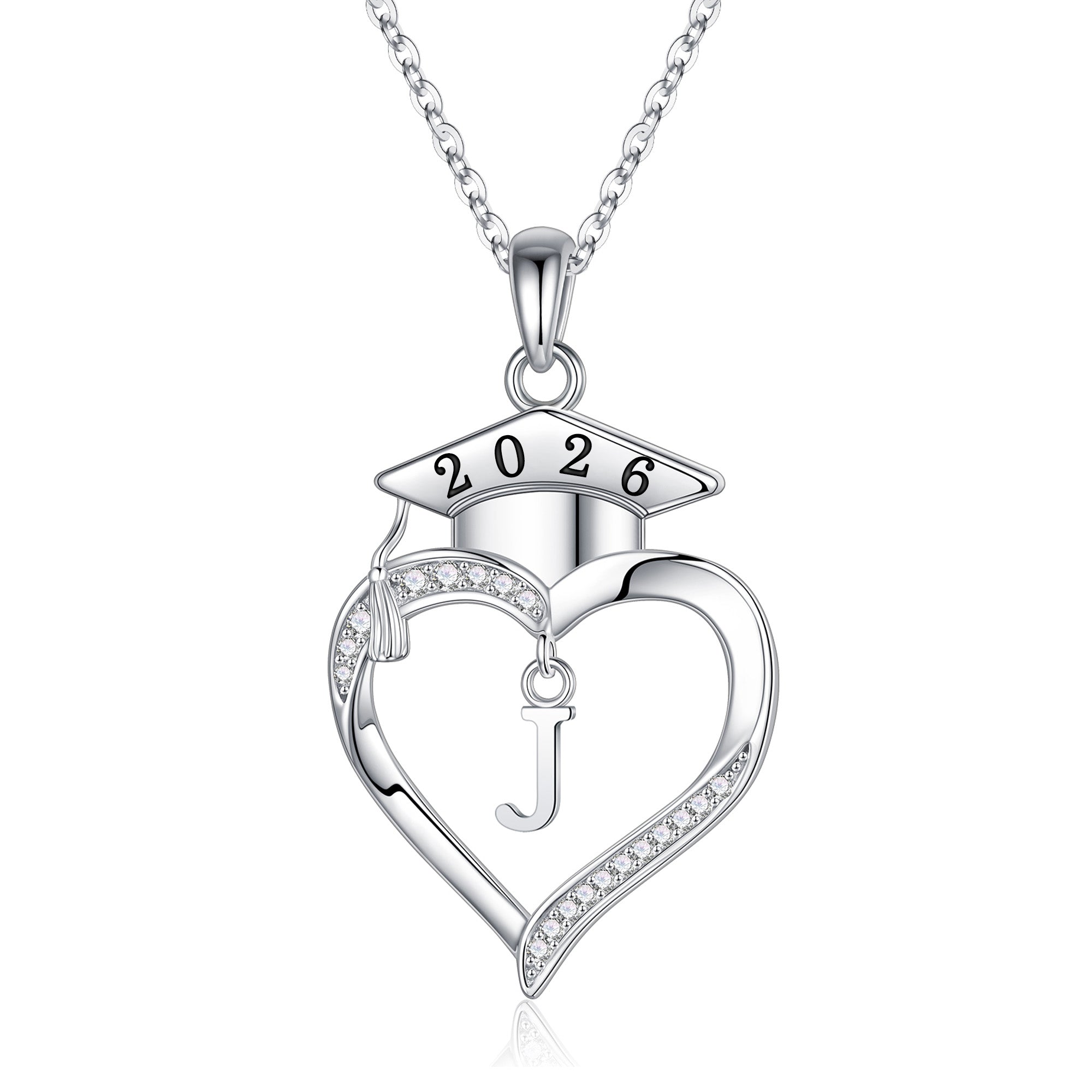 Iefil Graduation Gift for Her 2026 College, 925 Sterling Silver Heart Cubic Zirconia Initial A necklace for women, personalized Inspirational Graduation High School Graduate Gift Best Friend Daughter