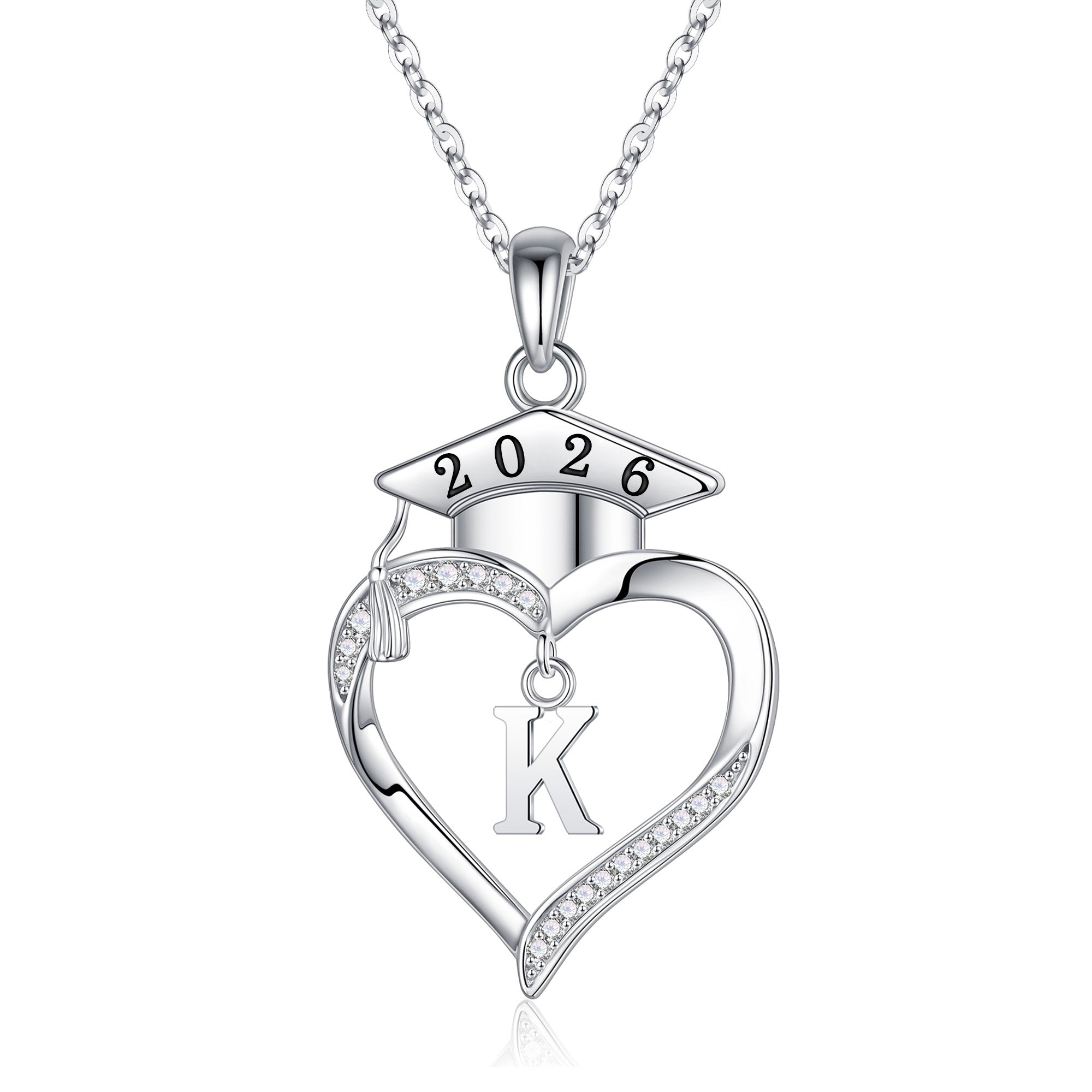 Iefil Graduation Gift for Her 2026 College, 925 Sterling Silver Heart Cubic Zirconia Initial A necklace for women, personalized Inspirational Graduation High School Graduate Gift Best Friend Daughter