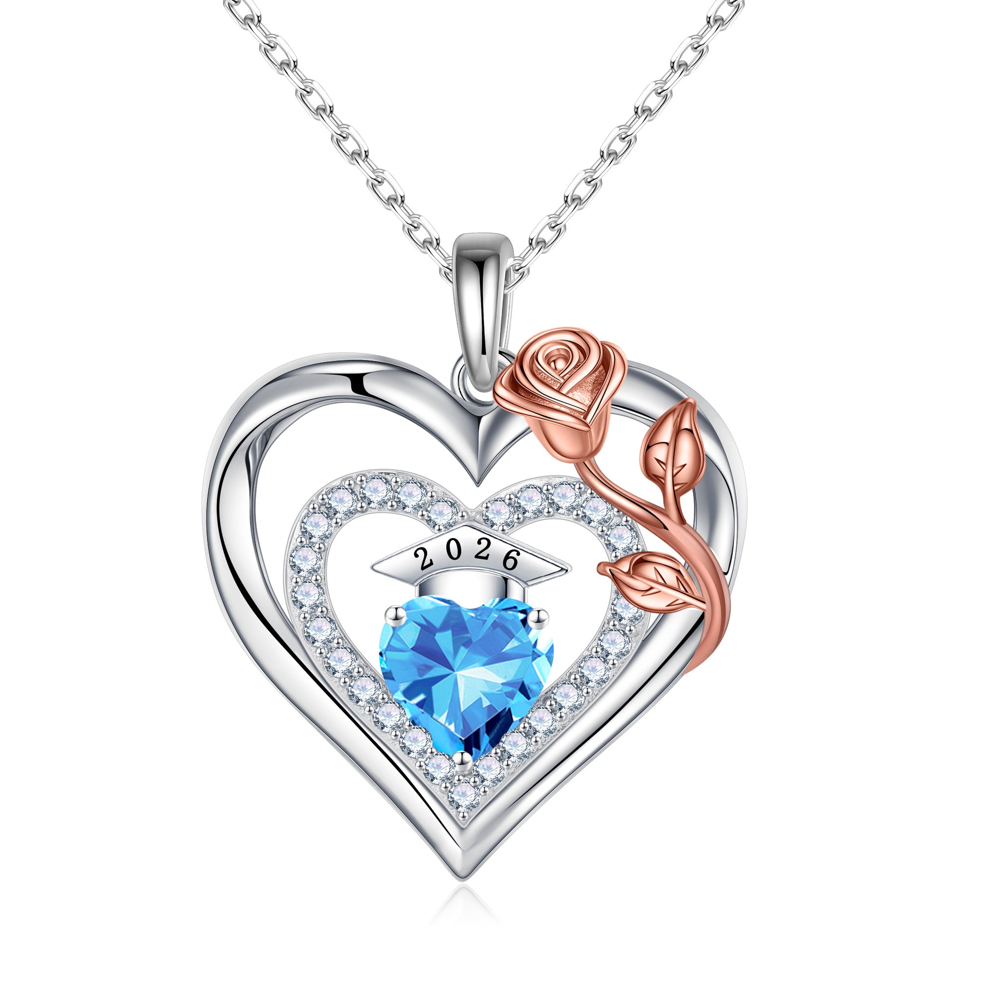 Iefil Graduation Gifts for Her 2026 College, 925 Sterling Silver Rose Heart January Garnet Red Birthstone necklace for women Jewelry, Inspirational Graduation High School Graduate Gift Best Friend