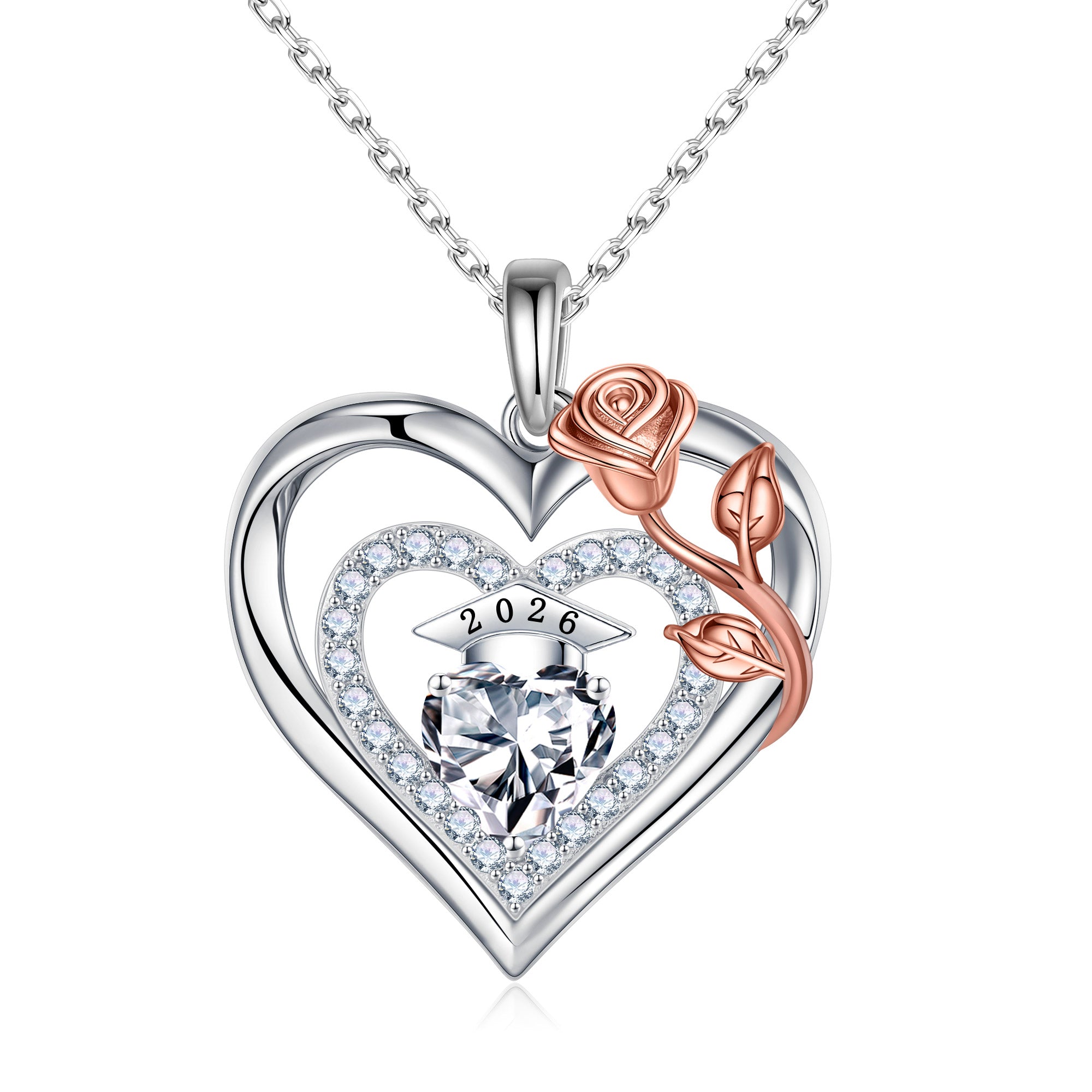 Iefil Graduation Gifts for Her 2026 College, 925 Sterling Silver Rose Heart January Garnet Red Birthstone necklace for women Jewelry, Inspirational Graduation High School Graduate Gift Best Friend