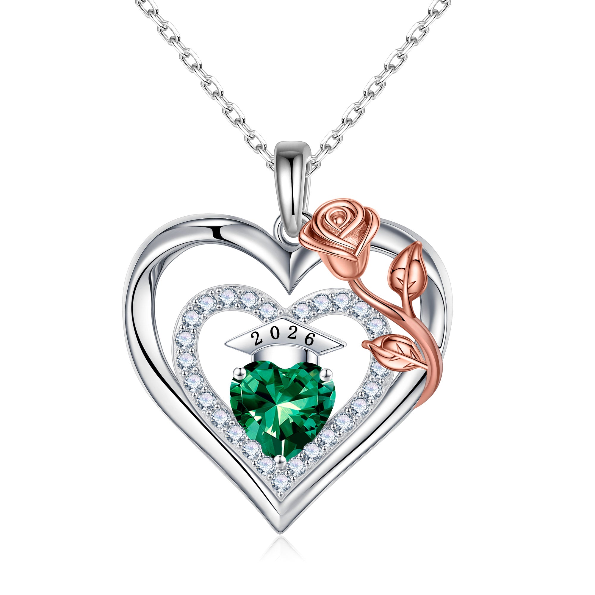 Iefil Graduation Gifts for Her 2026 College, 925 Sterling Silver Rose Heart January Garnet Red Birthstone necklace for women Jewelry, Inspirational Graduation High School Graduate Gift Best Friend