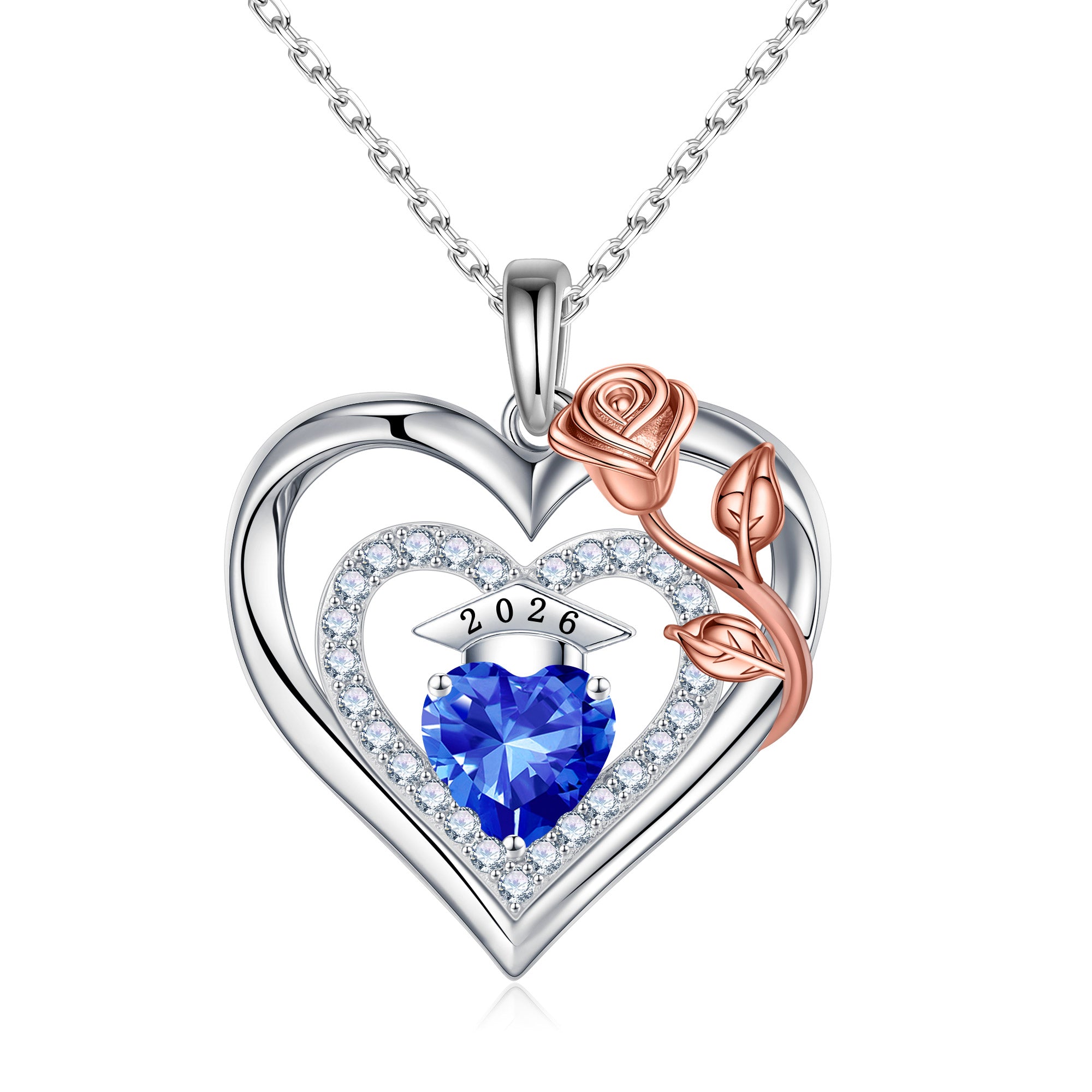 Iefil Graduation Gifts for Her 2026 College, 925 Sterling Silver Rose Heart January Garnet Red Birthstone necklace for women Jewelry, Inspirational Graduation High School Graduate Gift Best Friend