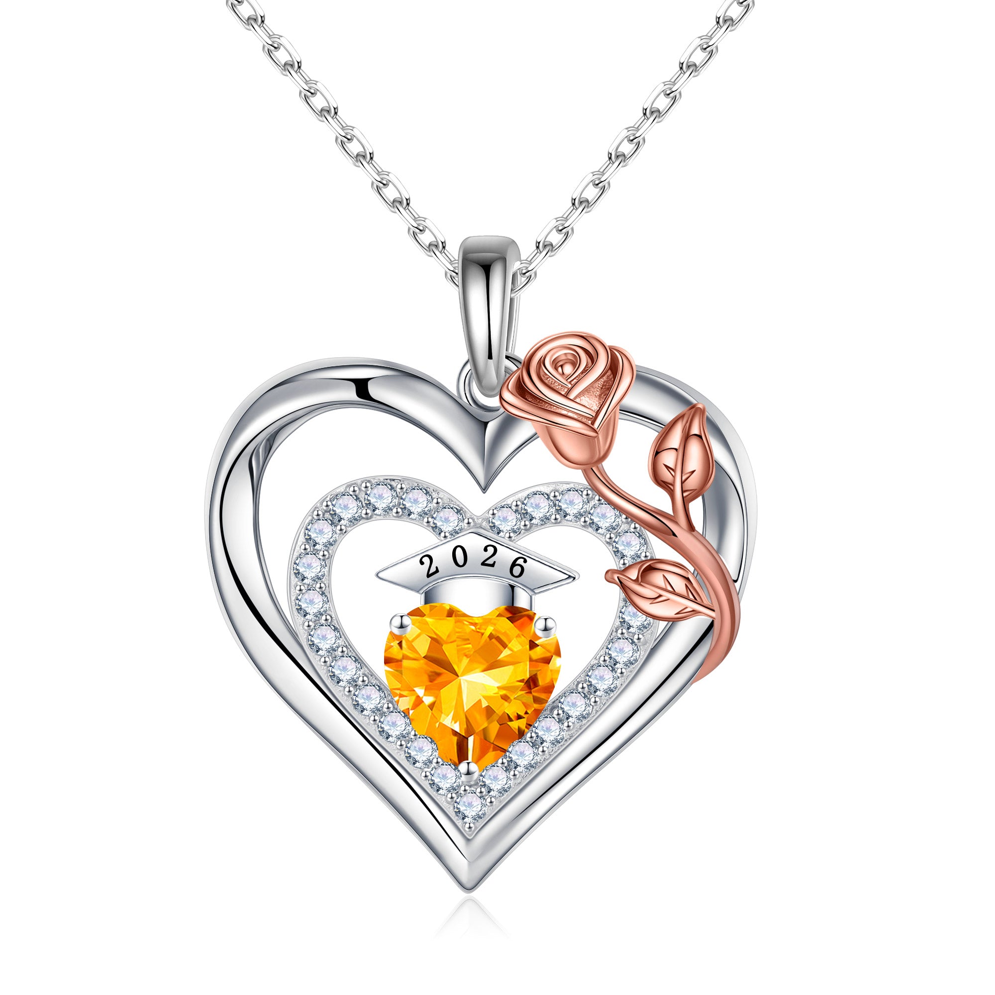 Iefil Graduation Gifts for Her 2026 College, 925 Sterling Silver Rose Heart January Garnet Red Birthstone necklace for women Jewelry, Inspirational Graduation High School Graduate Gift Best Friend