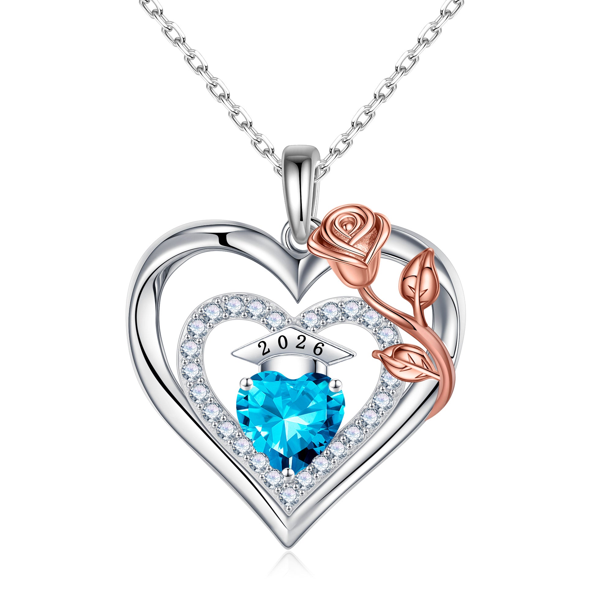 Iefil Graduation Gifts for Her 2026 College, 925 Sterling Silver Rose Heart January Garnet Red Birthstone necklace for women Jewelry, Inspirational Graduation High School Graduate Gift Best Friend
