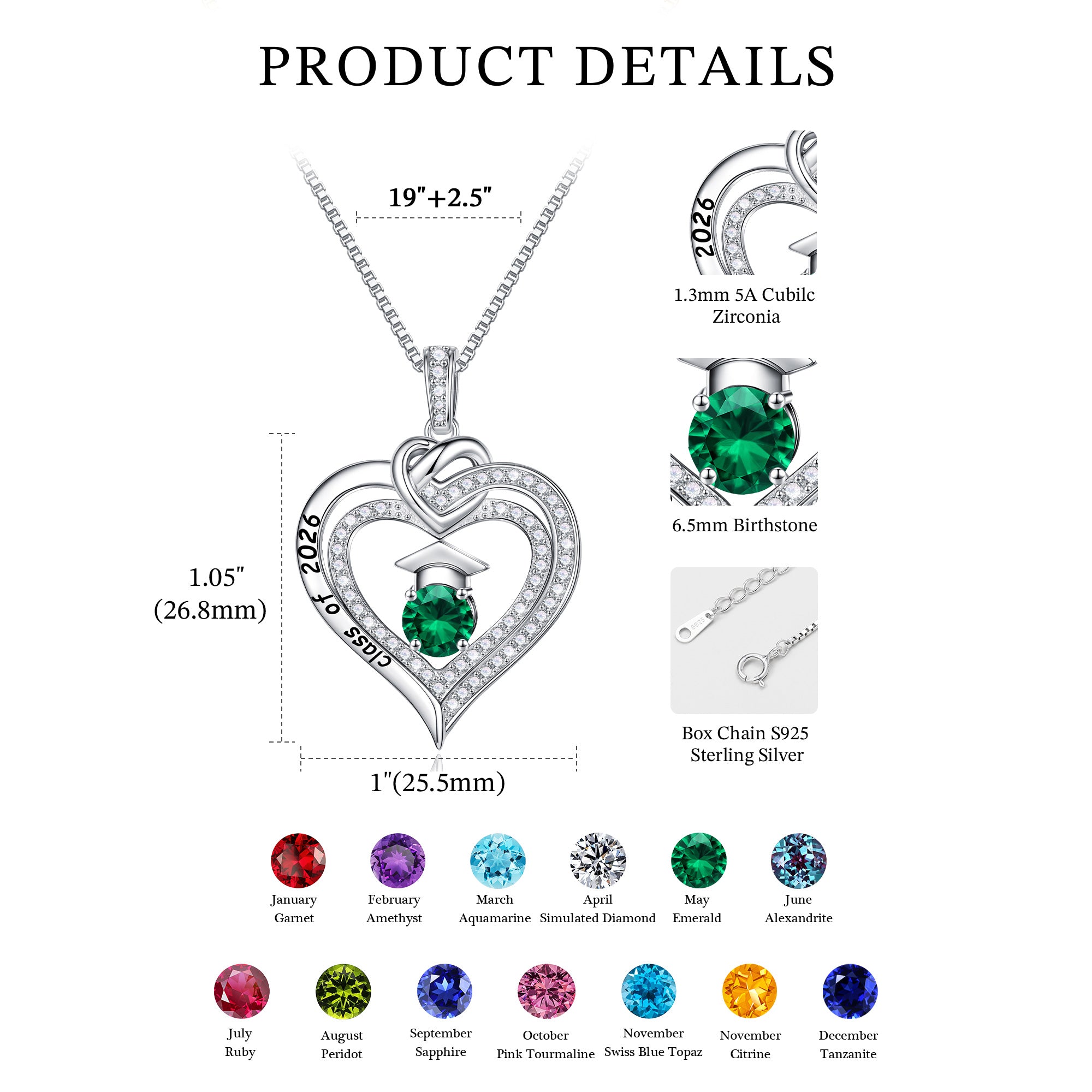 Iefil Graduation Gifts for Her 2026 College, 925 Sterling Silver Rose Heart January Garnet Red Birthstone necklace for women Jewelry, Inspirational Graduation High School Graduate Gift Best Friend