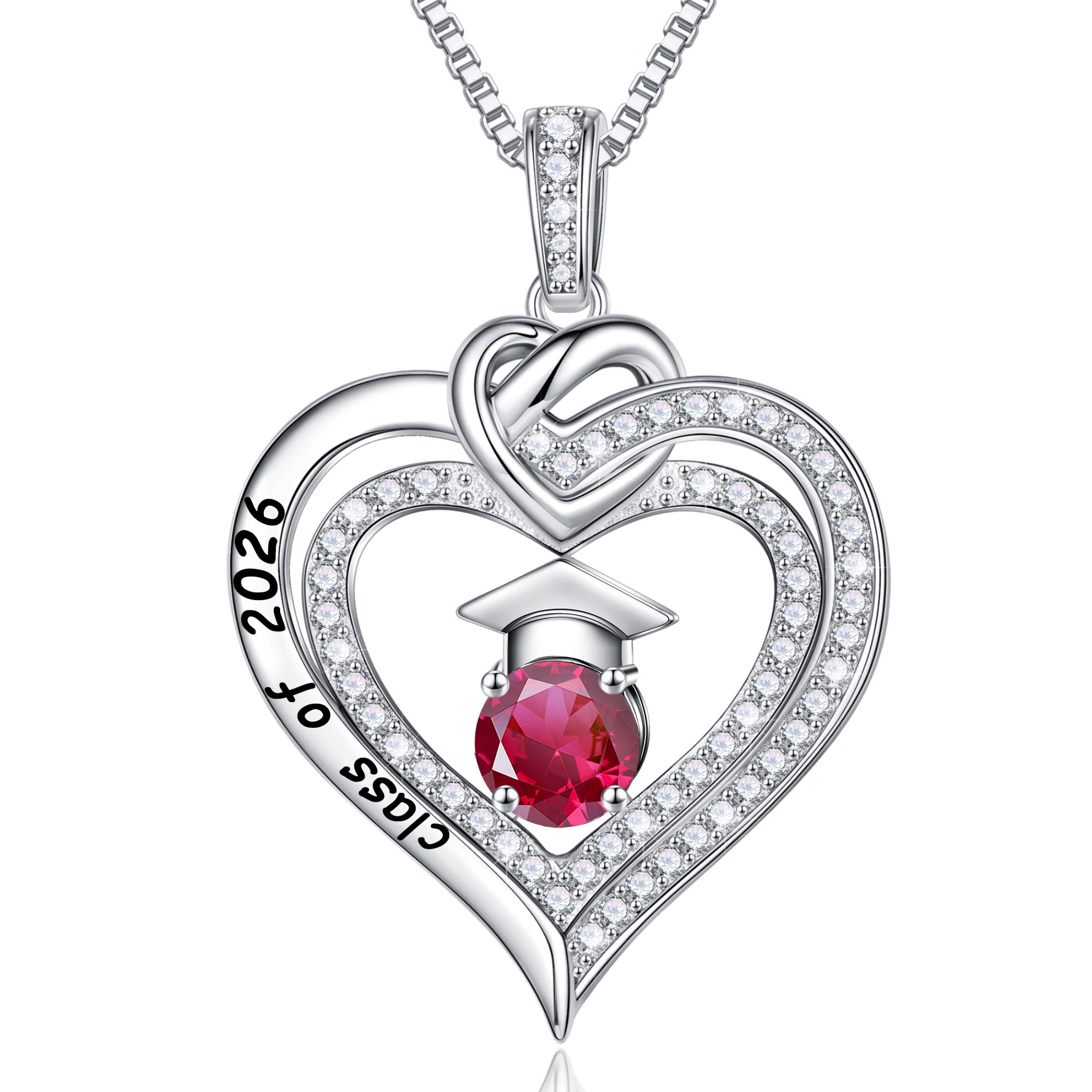 Iefil Graduation Gifts for Her 2026 College, 925 Sterling Silver Rose Heart January Garnet Red Birthstone necklace for women Jewelry, Inspirational Graduation High School Graduate Gift Best Friend