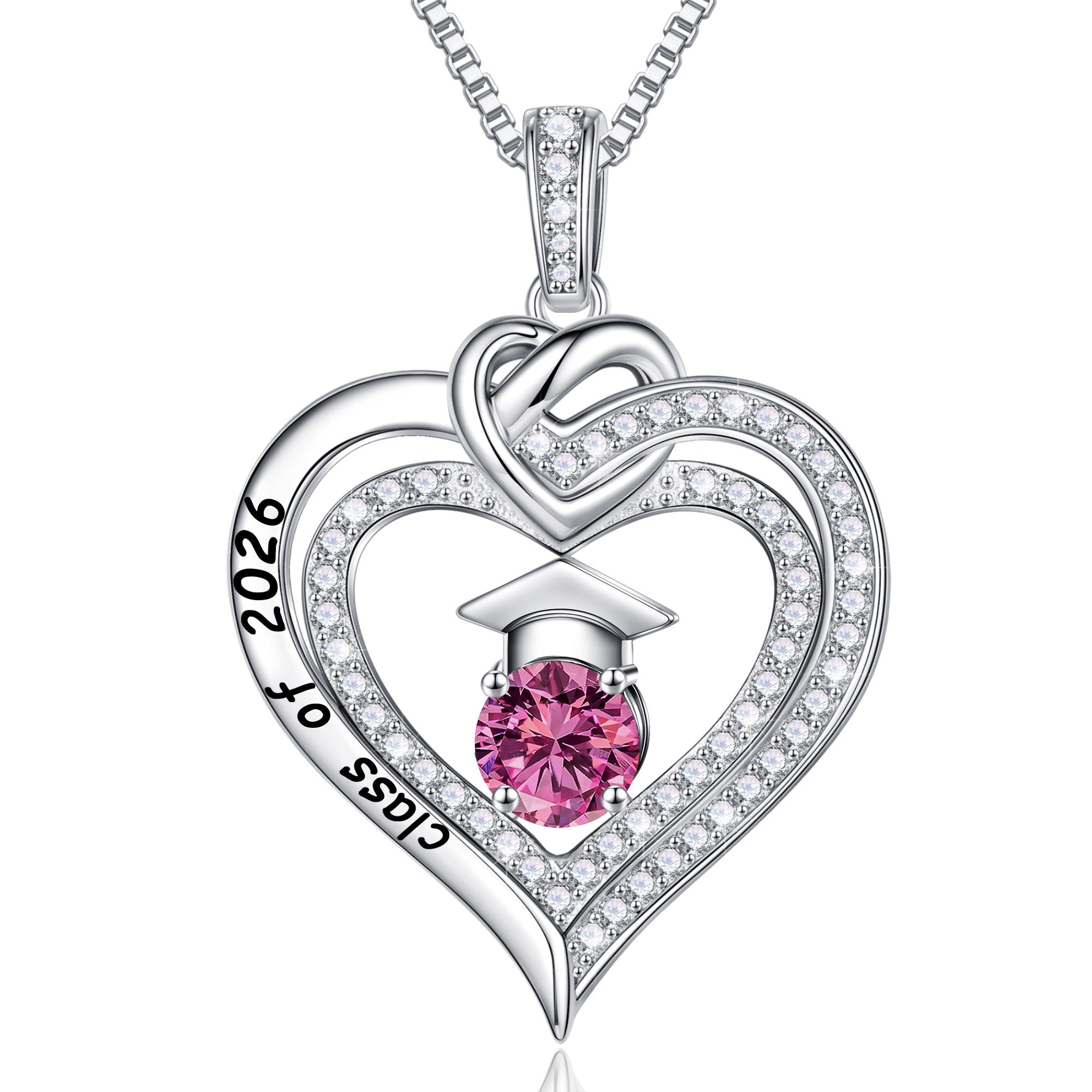 Iefil Graduation Gifts for Her 2026 College, 925 Sterling Silver Rose Heart January Garnet Red Birthstone necklace for women Jewelry, Inspirational Graduation High School Graduate Gift Best Friend