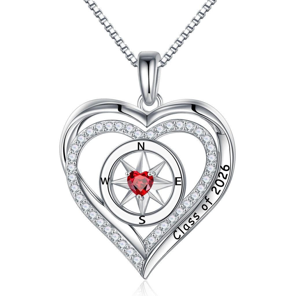Iefil Graduation Gifts for Her 2026 College, 925 Sterling Silver Rose Heart January Garnet Red Birthstone necklace for women Jewelry, Inspirational Graduation High School Graduate Gift Best Friend